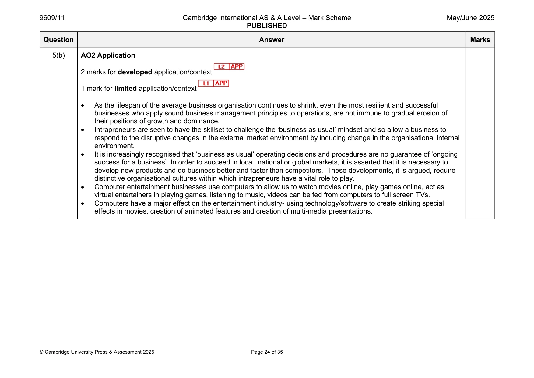 Mark scheme, page 24 of 35