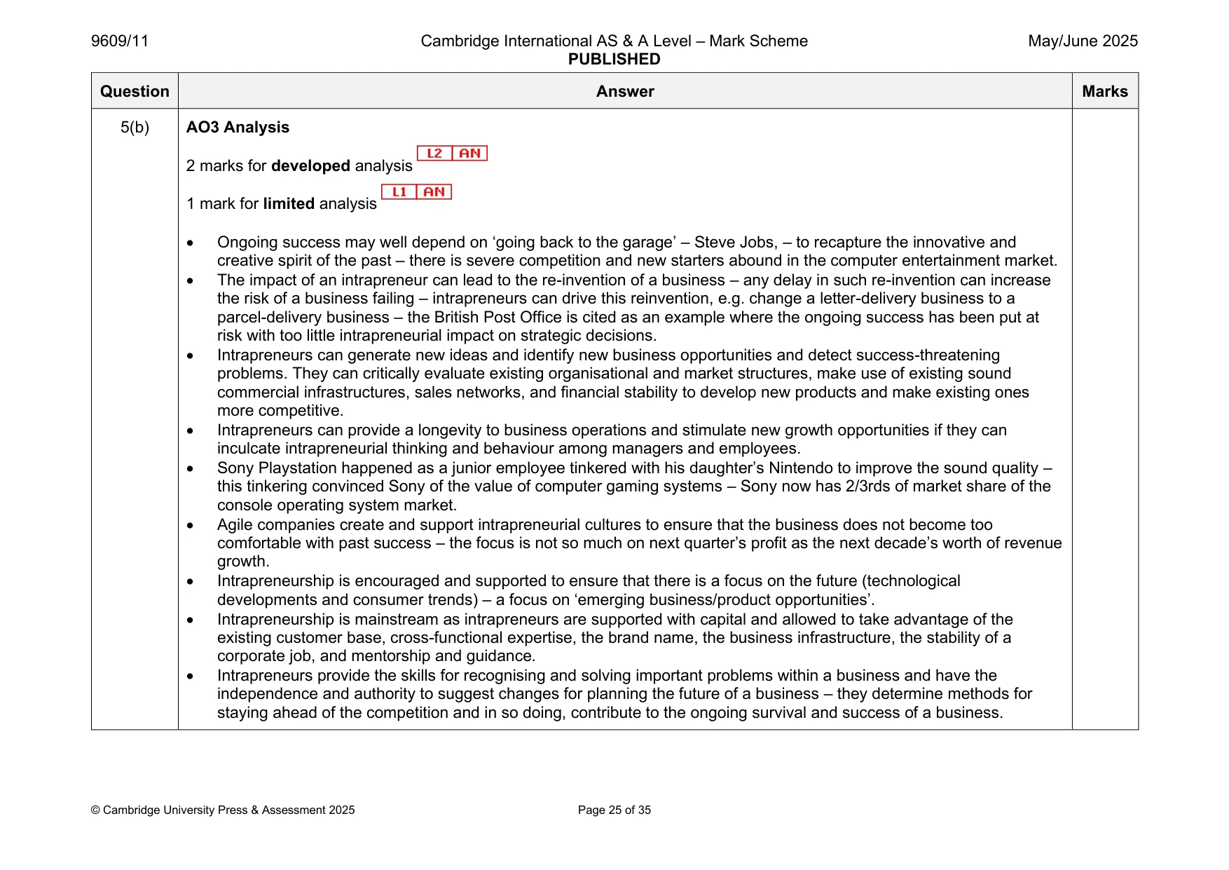 Mark scheme, page 25 of 35