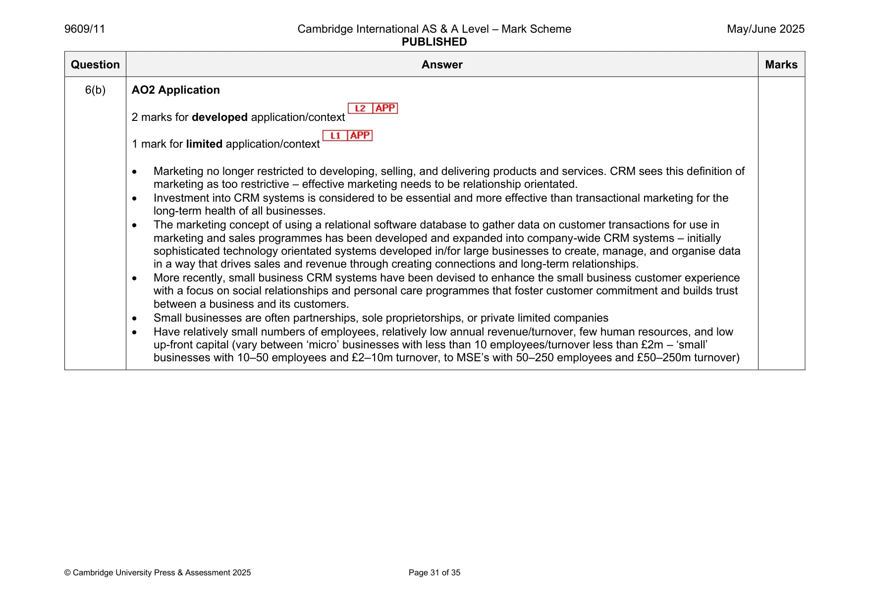 Mark scheme, page 31 of 35