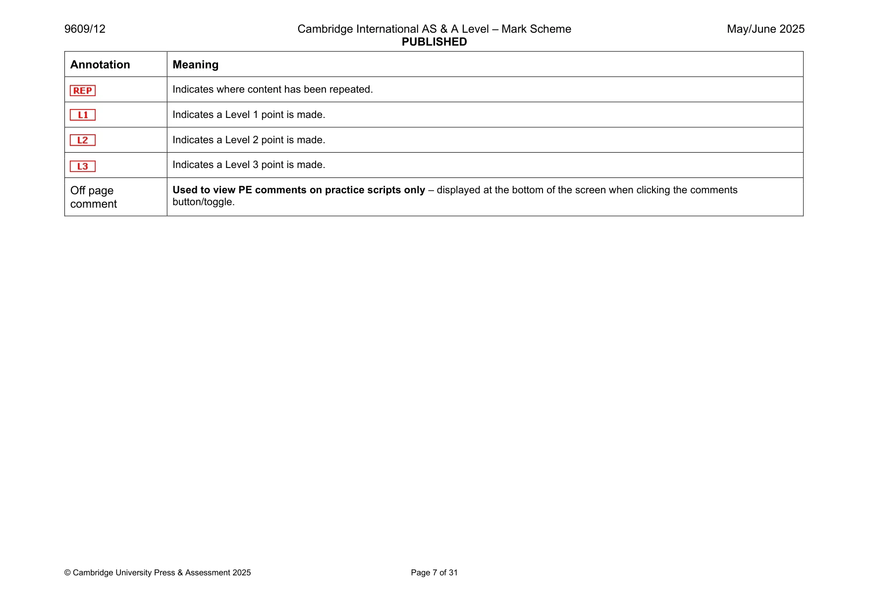 Mark scheme, page 7 of 31