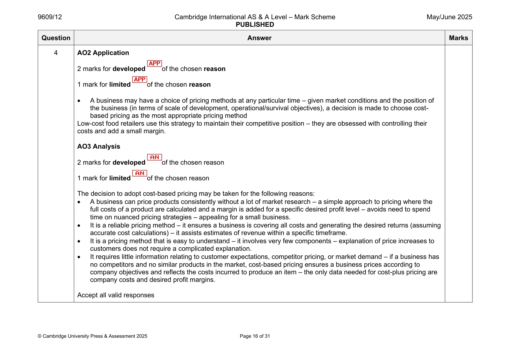 Mark scheme, page 16 of 31