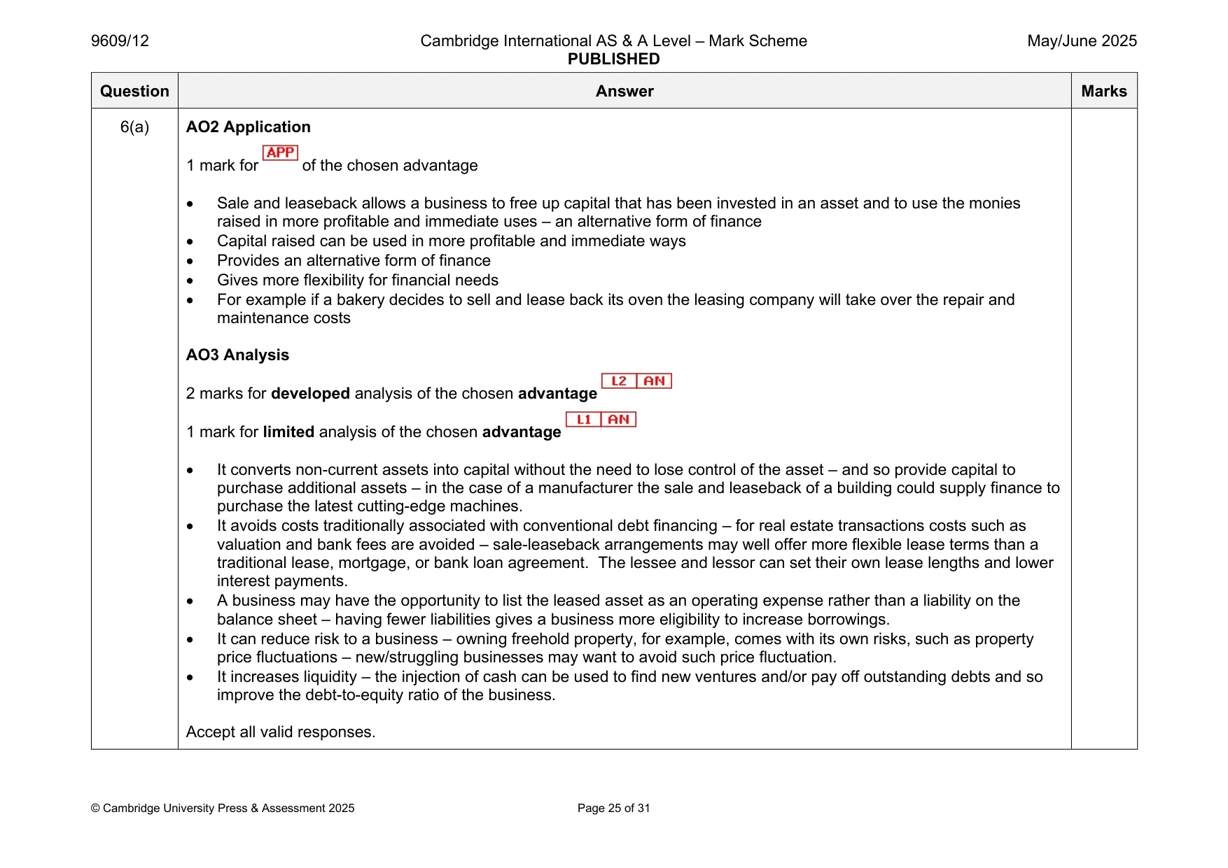 Mark scheme, page 25 of 31