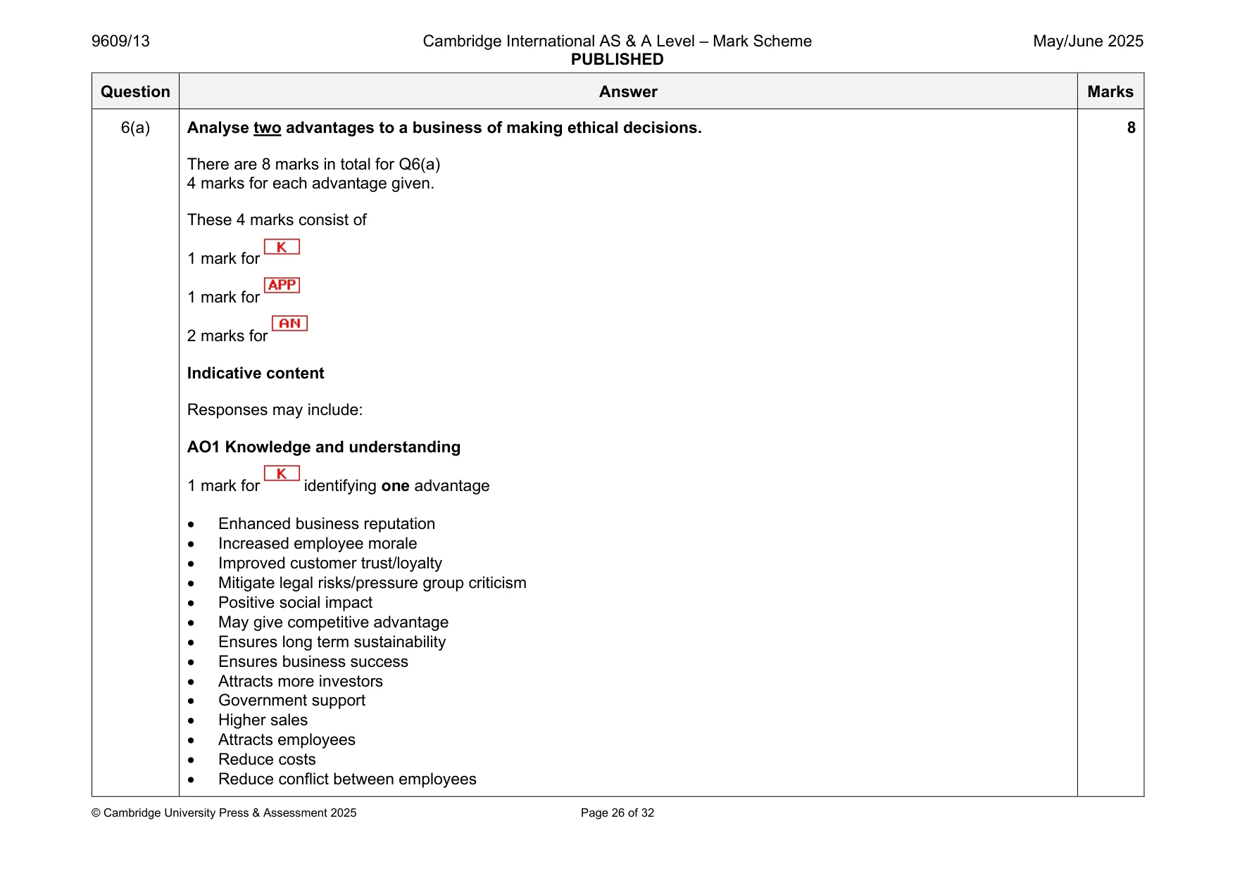 Mark scheme, page 26 of 32