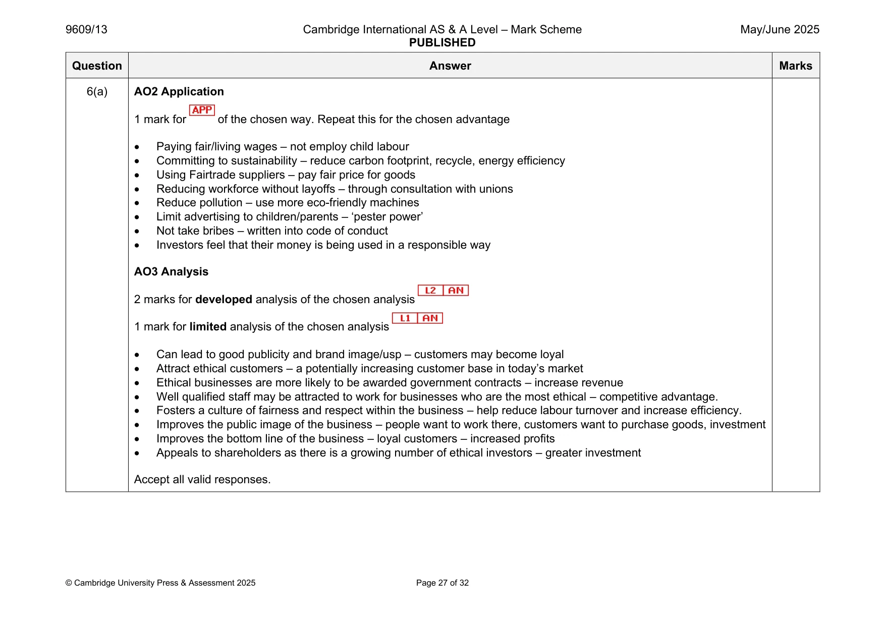 Mark scheme, page 27 of 32