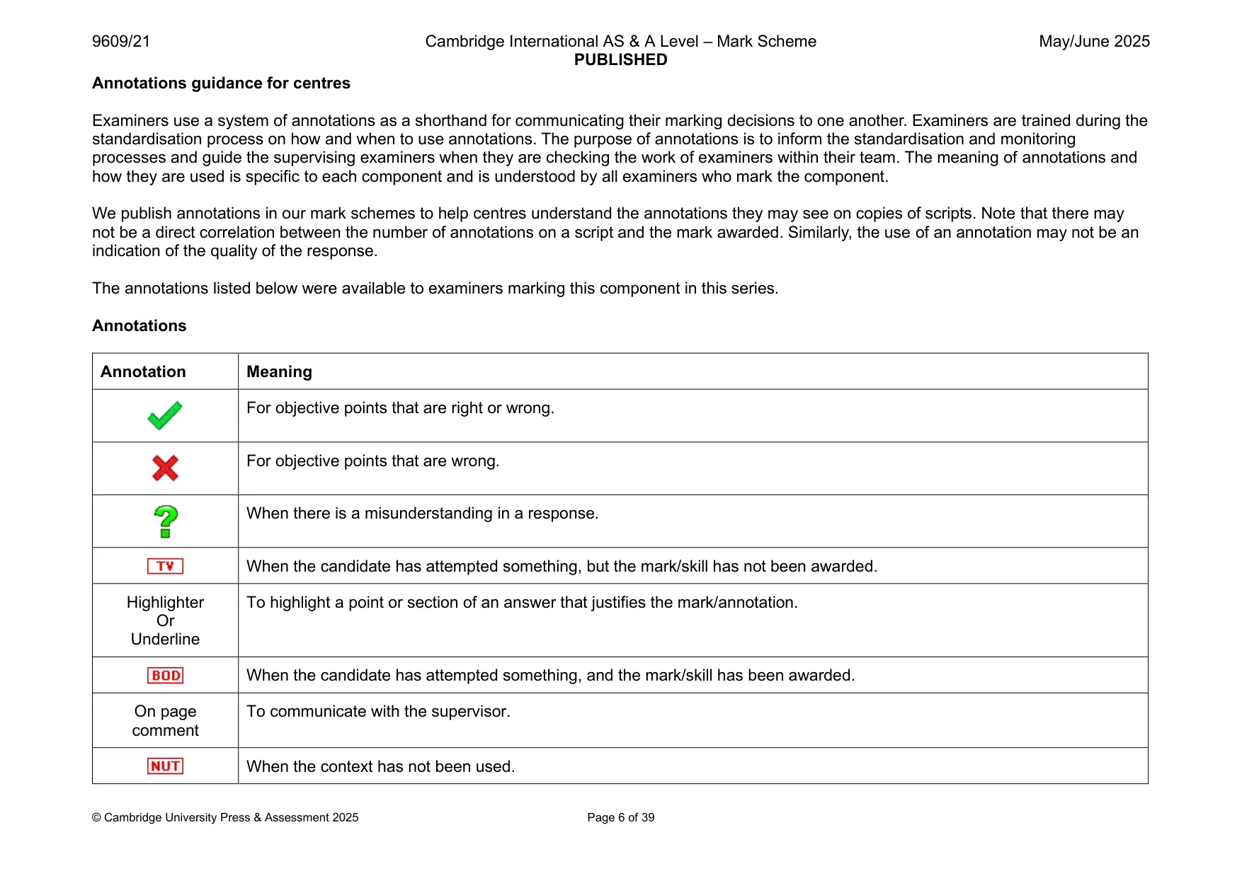 Mark scheme, page 6 of 39