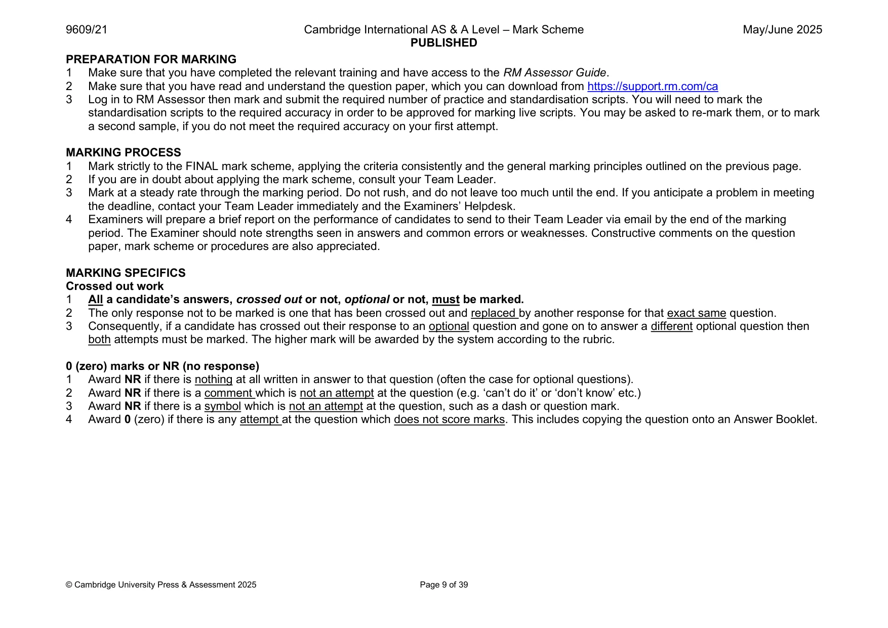 Mark scheme, page 9 of 39