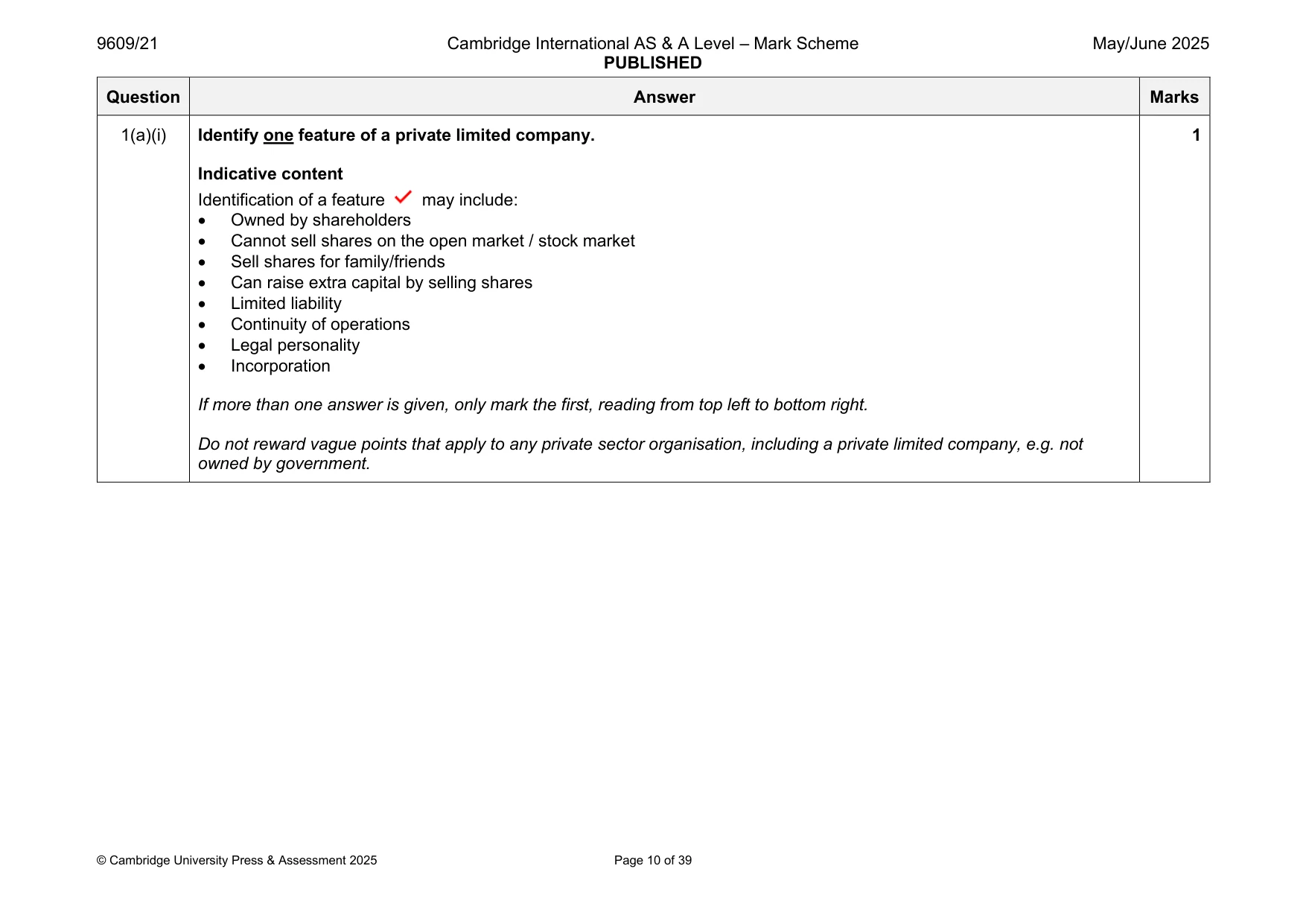 Mark scheme, page 10 of 39