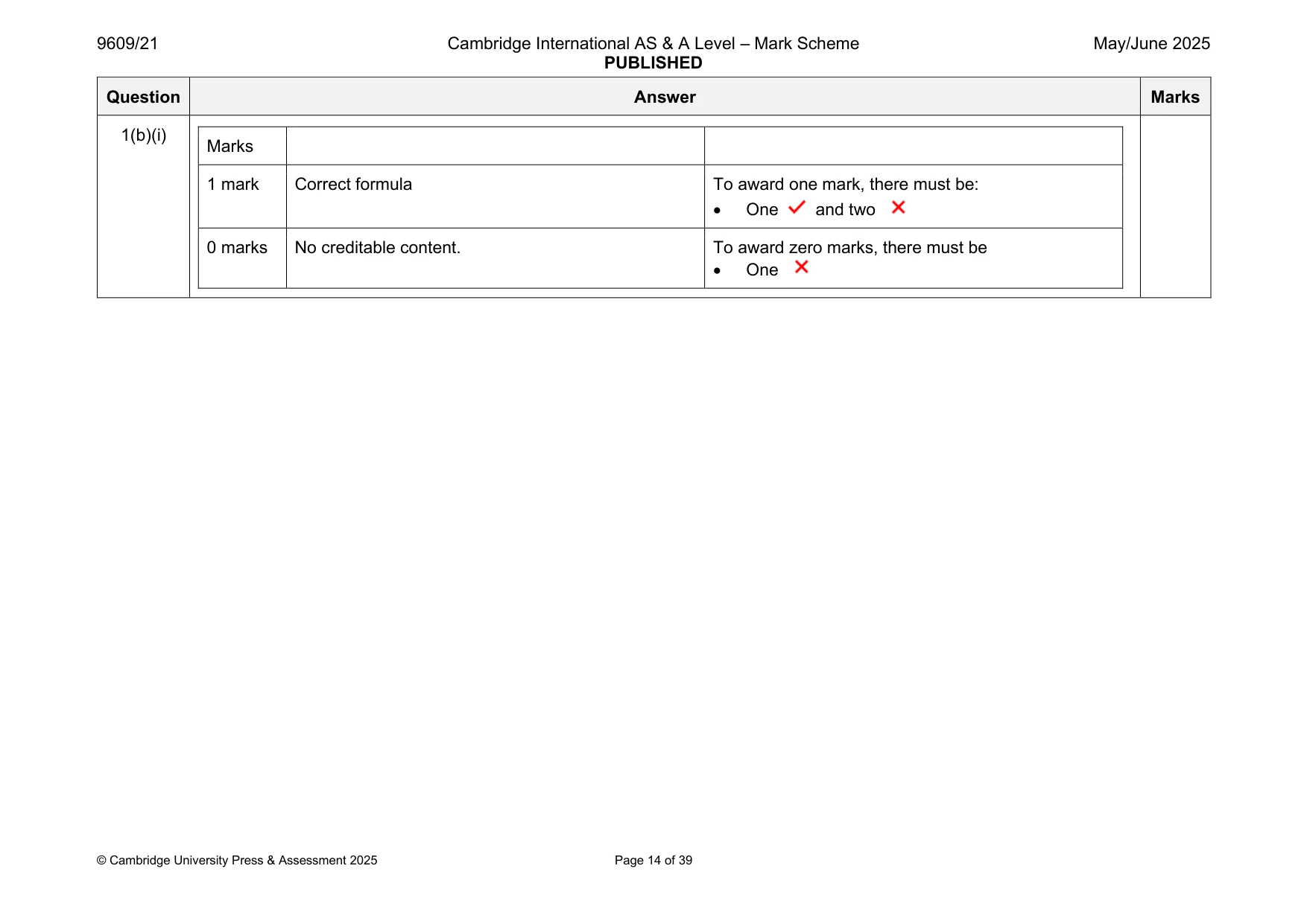 Mark scheme, page 14 of 39