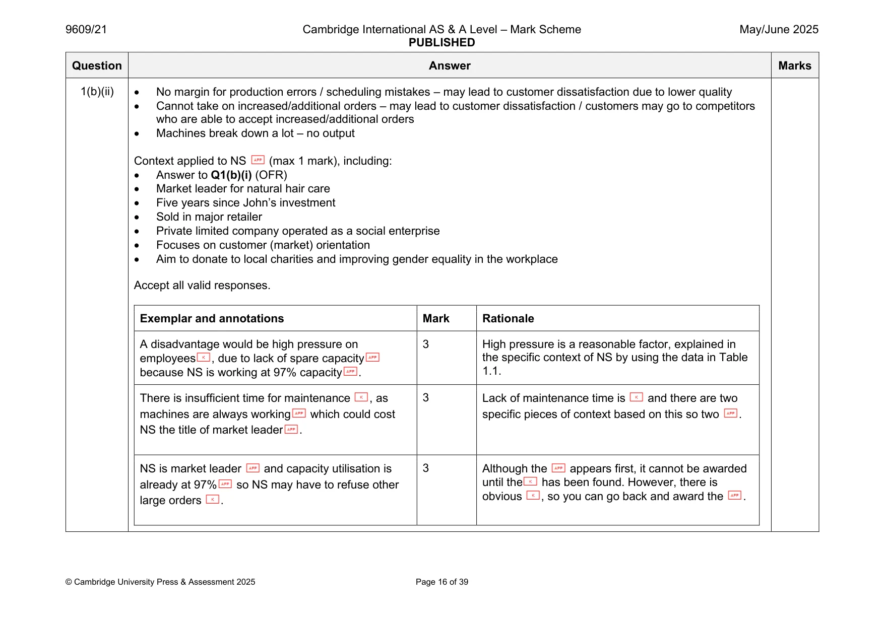 Mark scheme, page 16 of 39