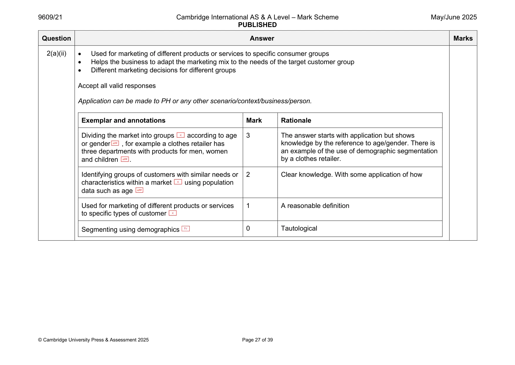 Mark scheme, page 27 of 39