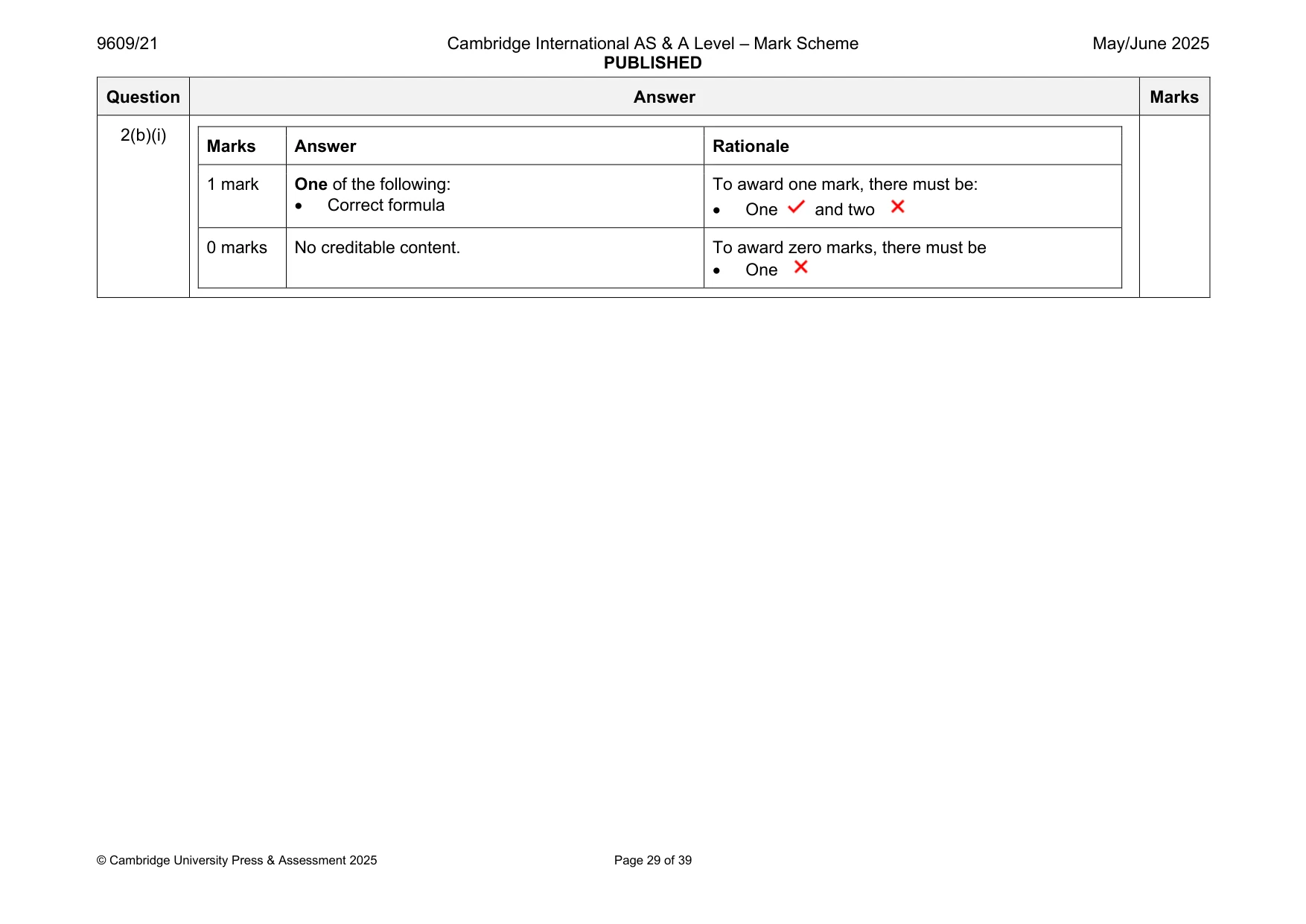 Mark scheme, page 29 of 39
