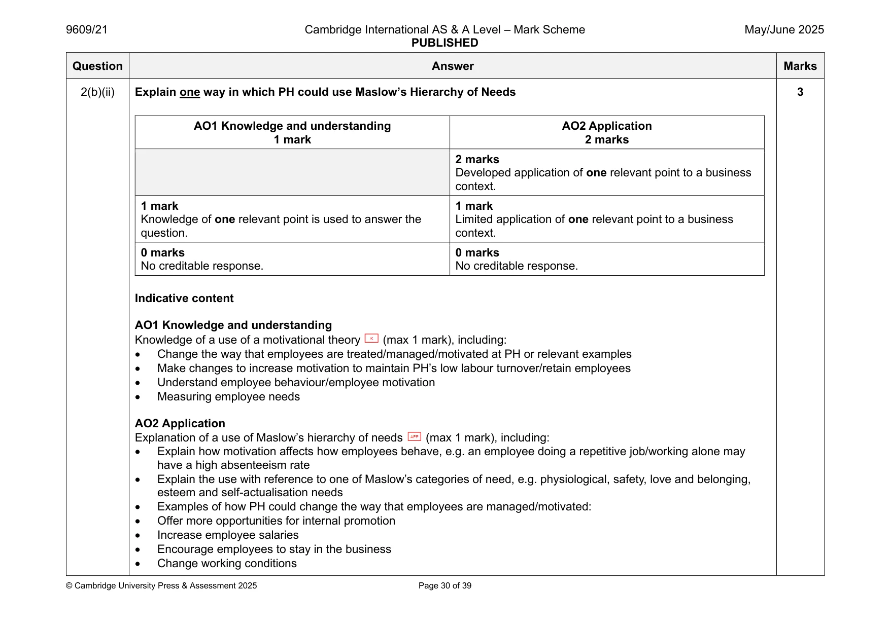 Mark scheme, page 30 of 39