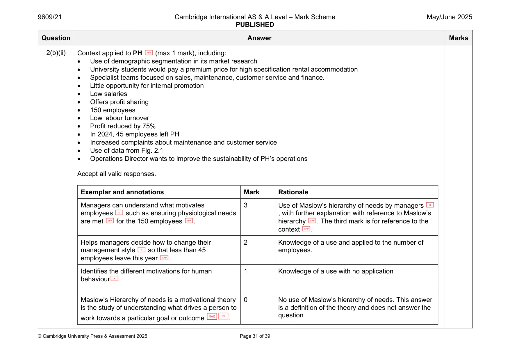 Mark scheme, page 31 of 39