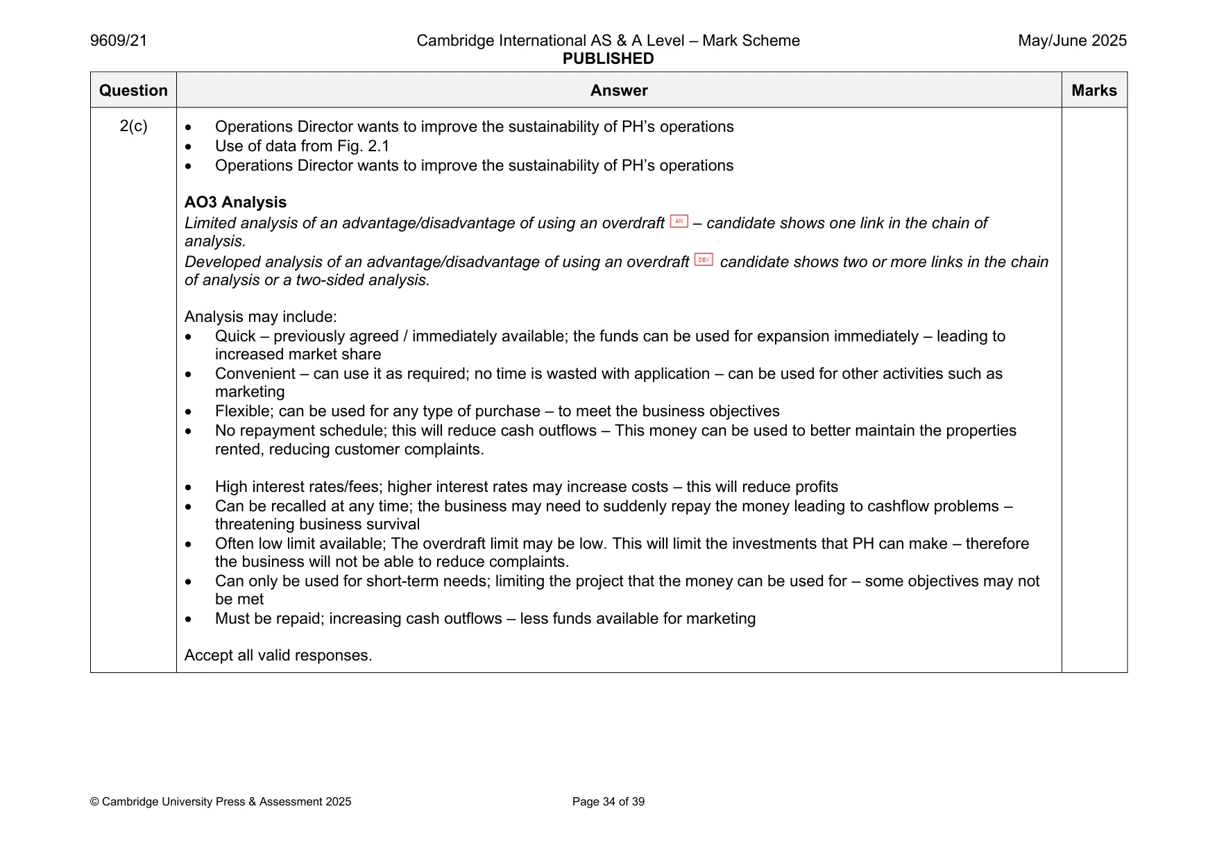 Mark scheme, page 34 of 39