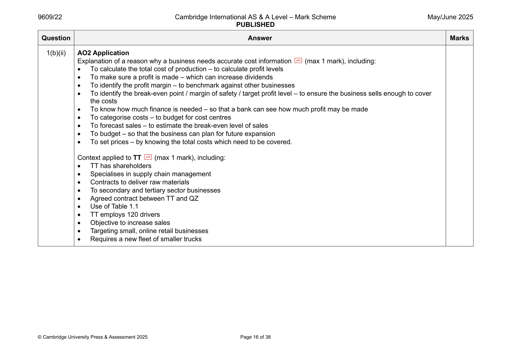 Mark scheme, page 16 of 38