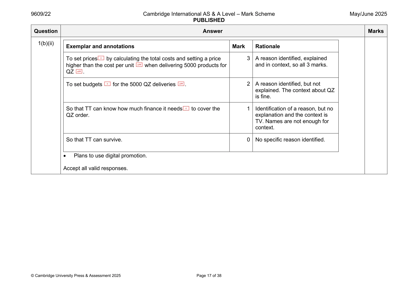 Mark scheme, page 17 of 38