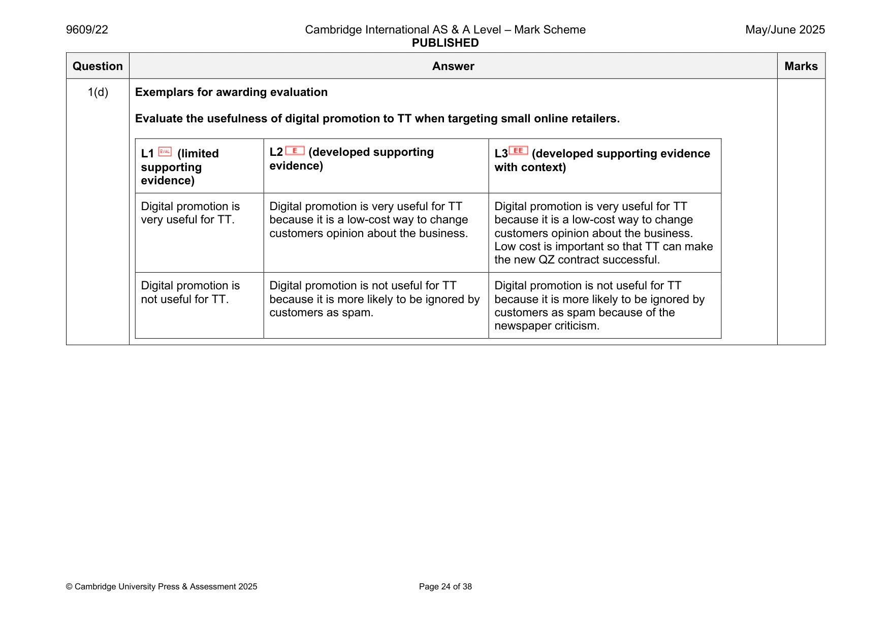 Mark scheme, page 24 of 38