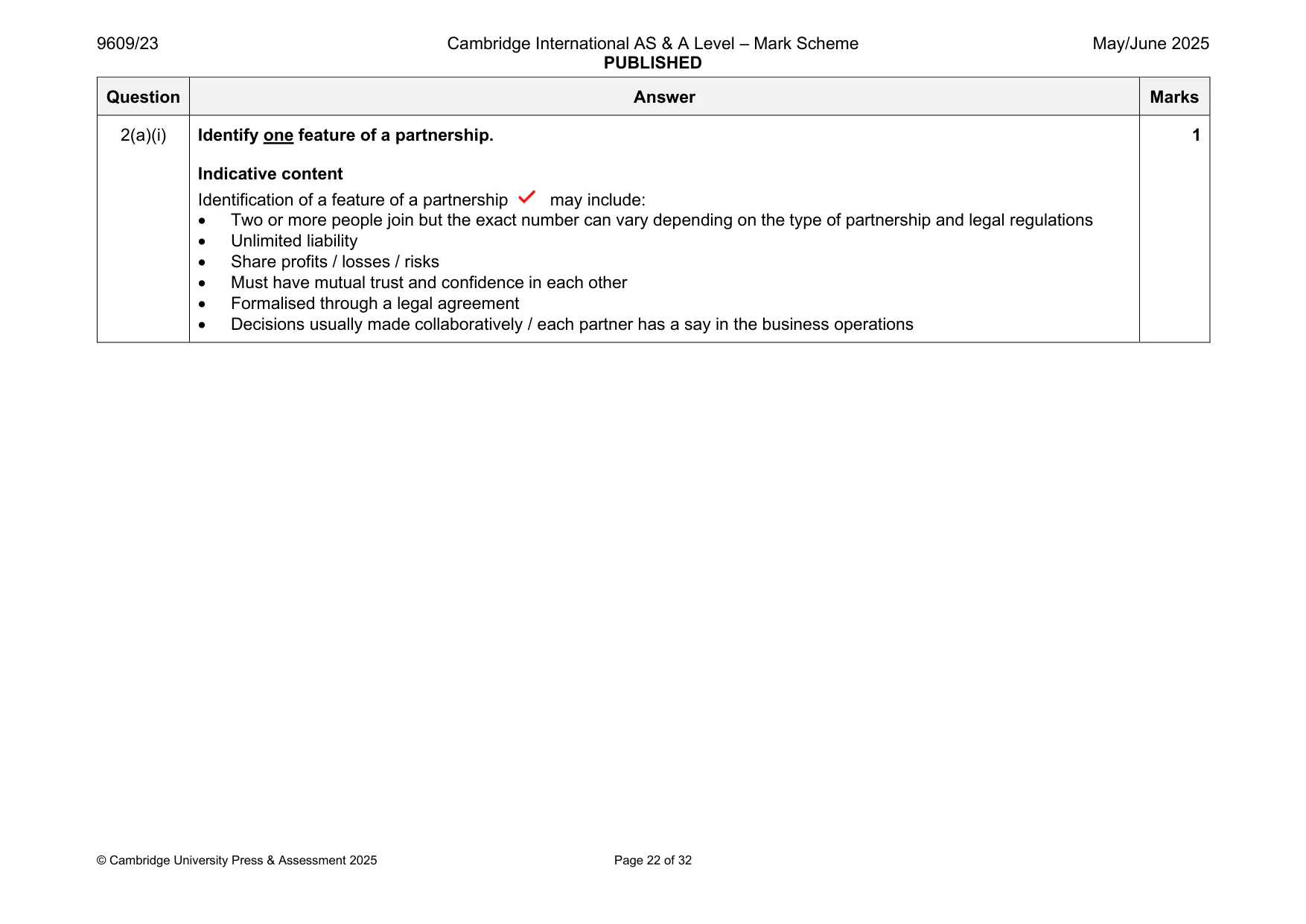 Mark scheme, page 22 of 32
