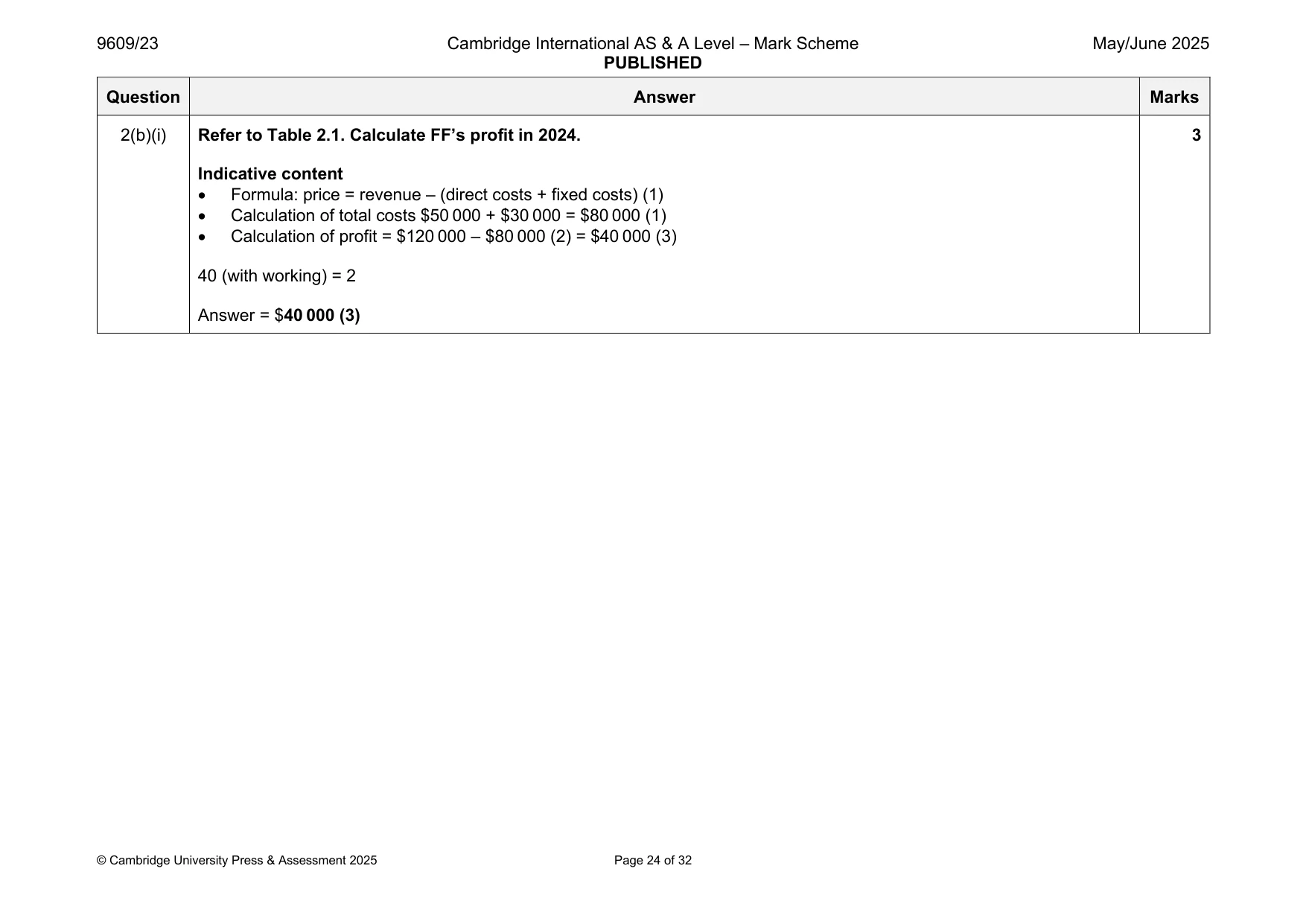 Mark scheme, page 24 of 32