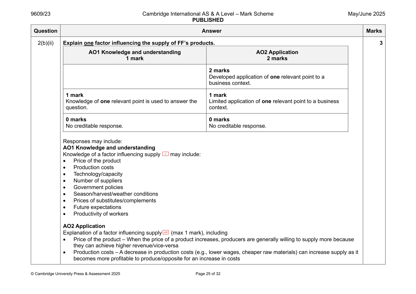 Mark scheme, page 25 of 32