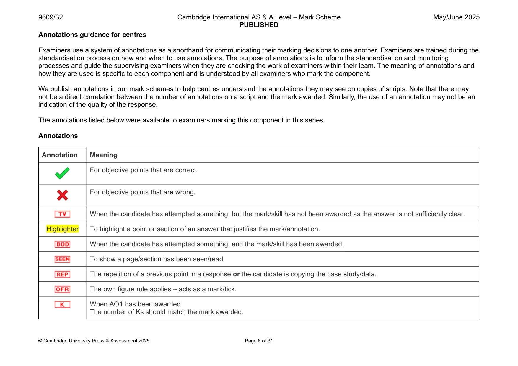 Mark scheme, page 6 of 31