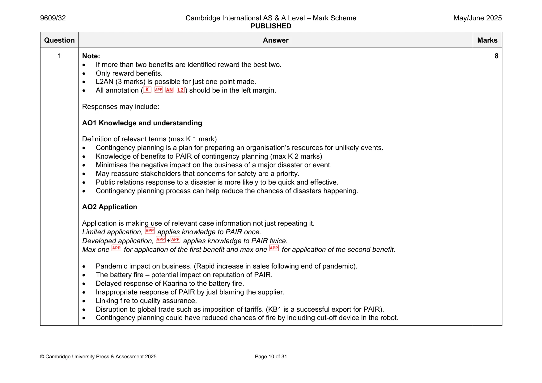 Mark scheme, page 10 of 31