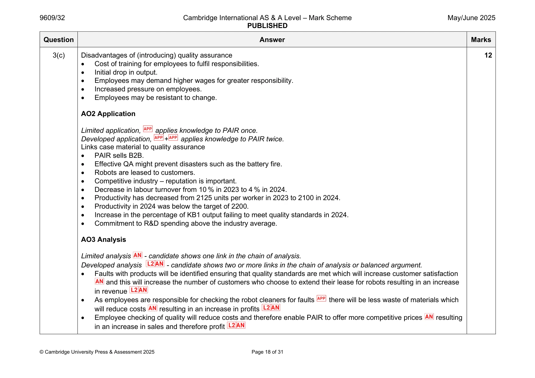 Mark scheme, page 18 of 31