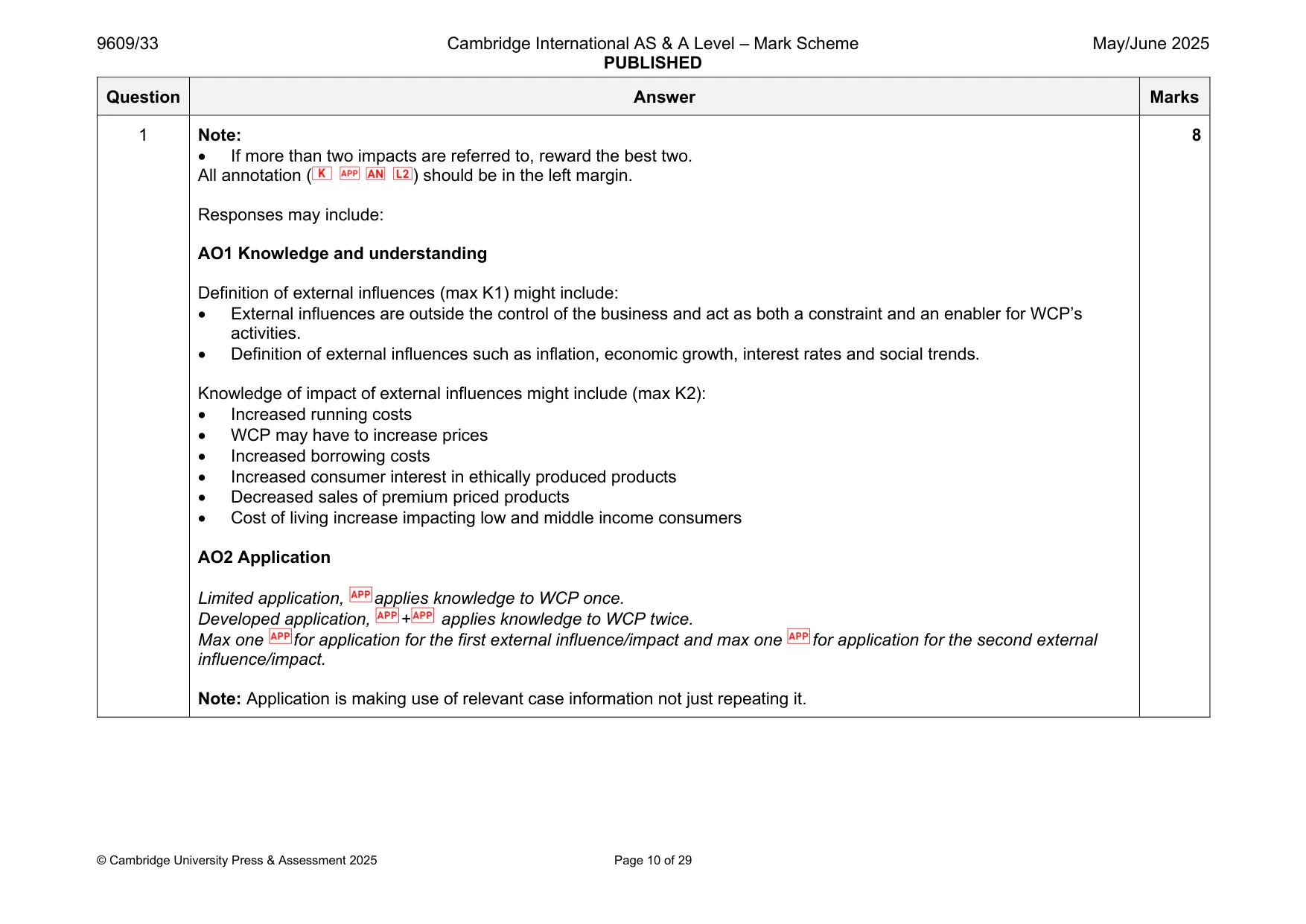 Mark scheme, page 10 of 29