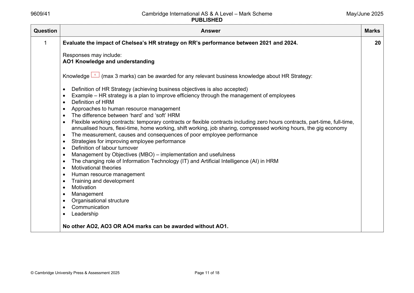 Mark scheme, page 11 of 18