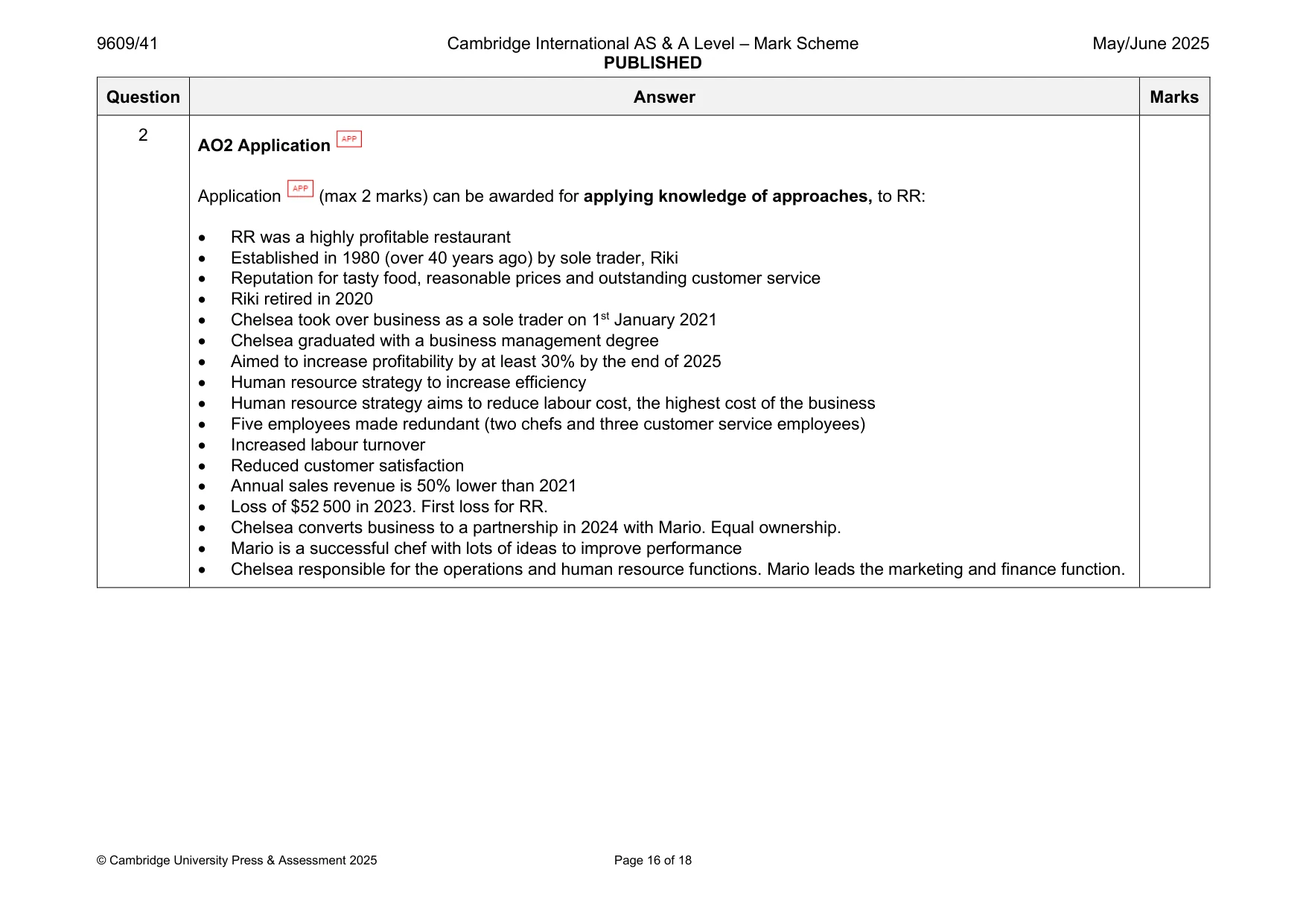 Mark scheme, page 16 of 18