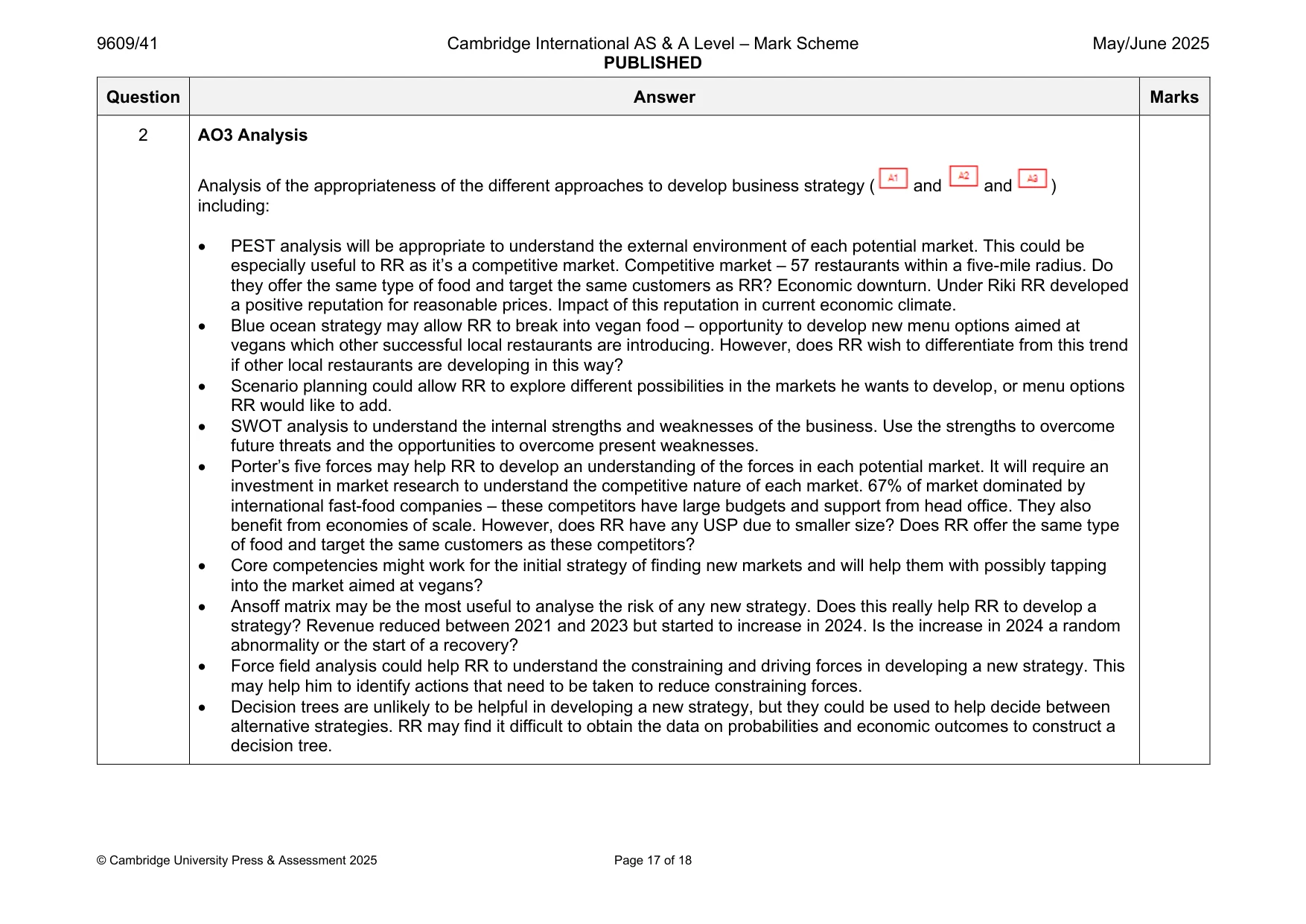 Mark scheme, page 17 of 18