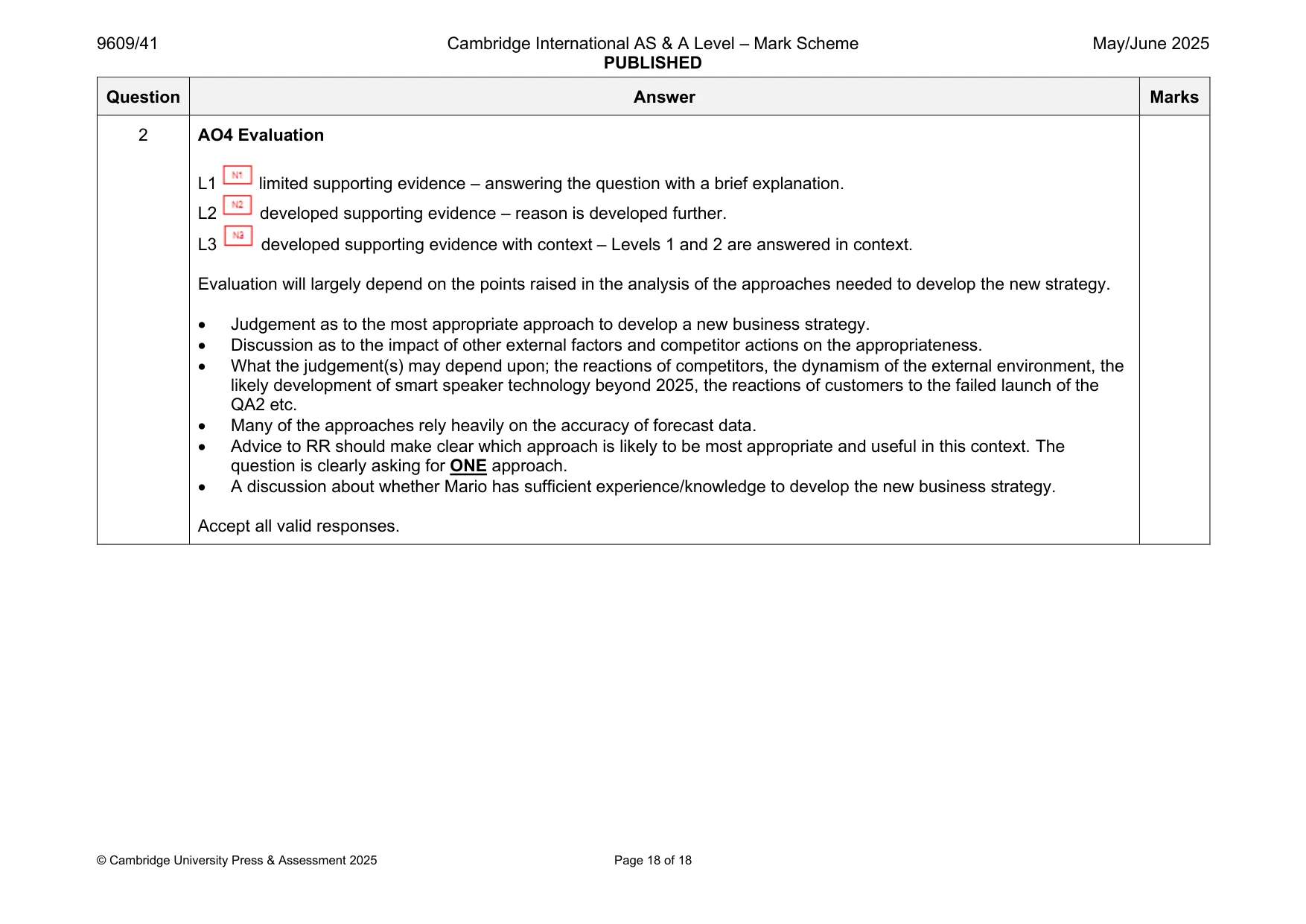 Mark scheme, page 18 of 18