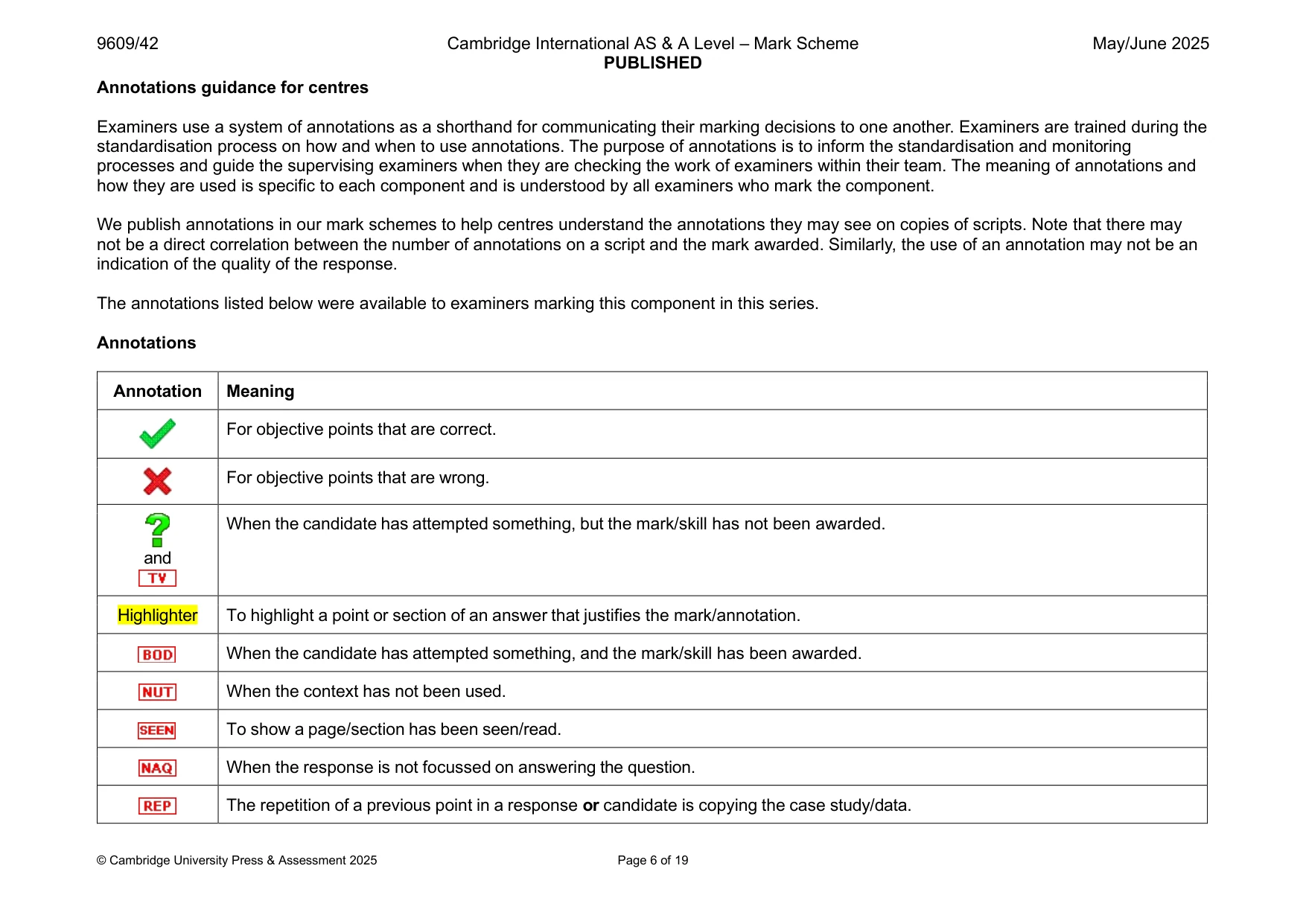 Mark scheme, page 6 of 19