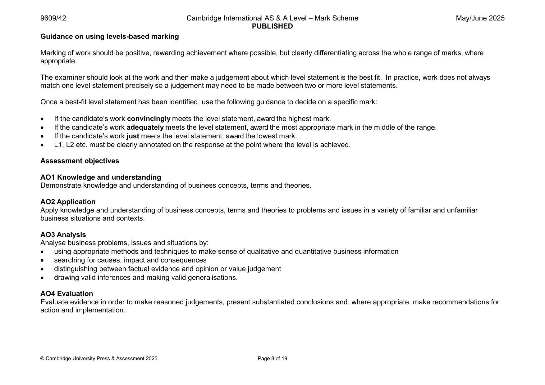 Mark scheme, page 8 of 19