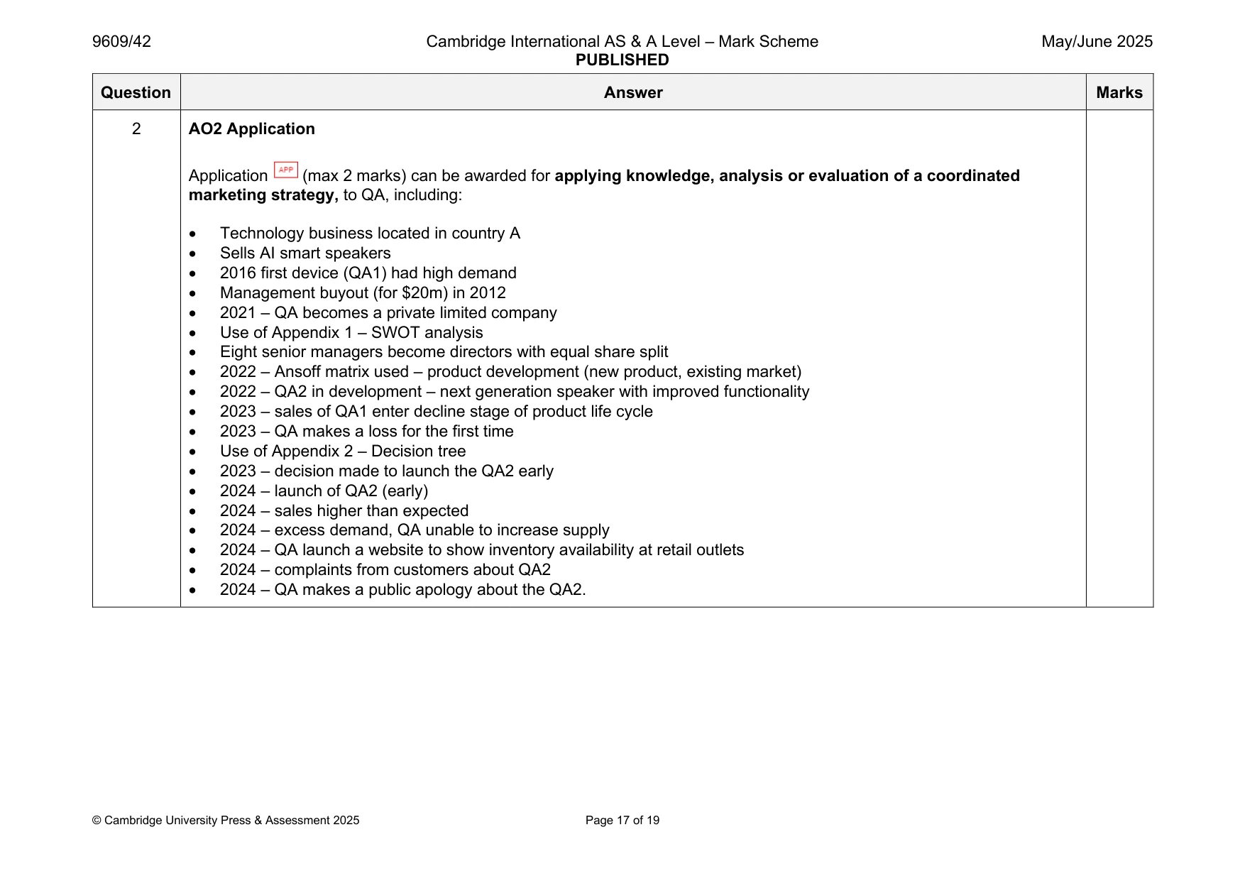 Mark scheme, page 17 of 19