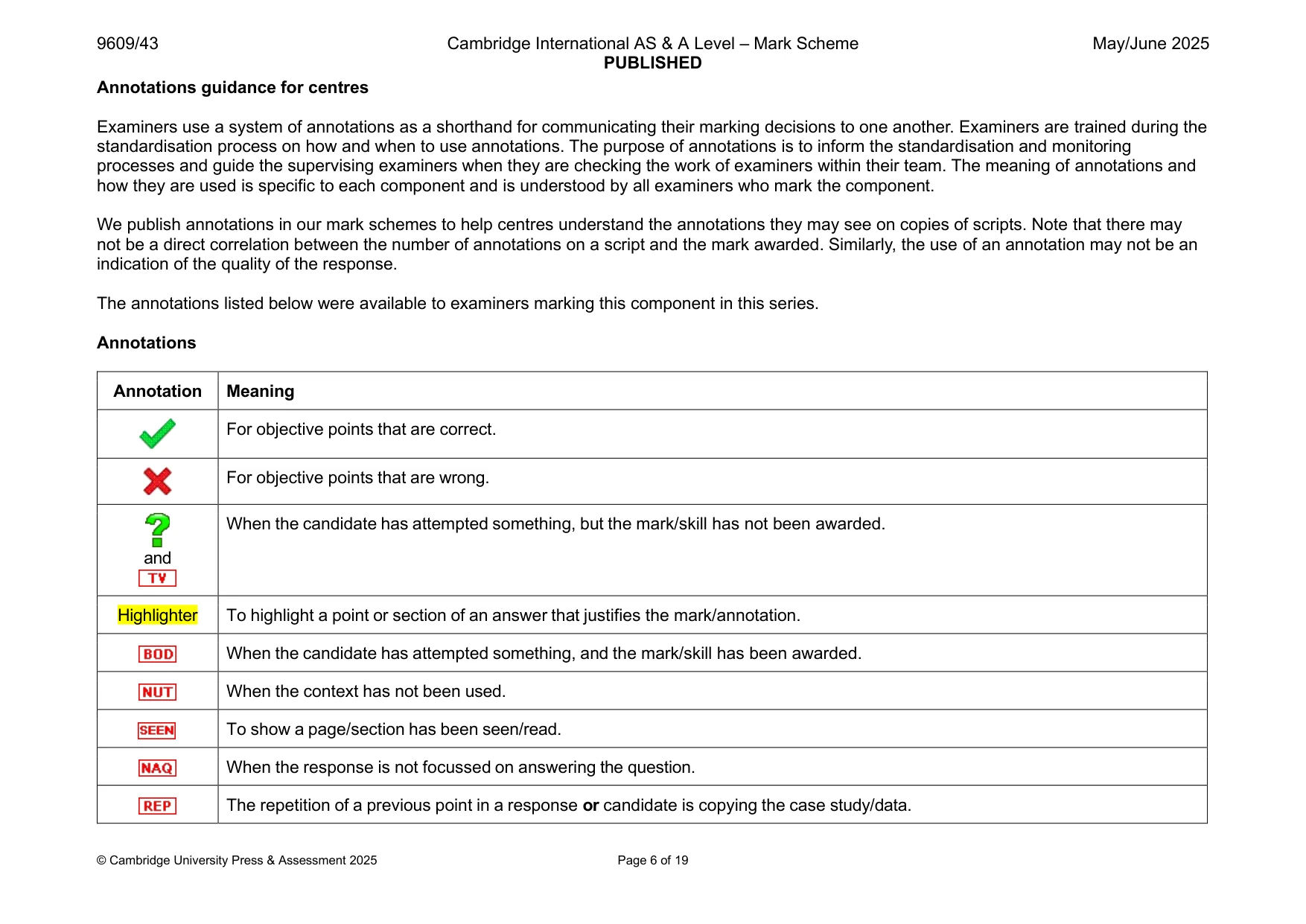 Mark scheme, page 6 of 19