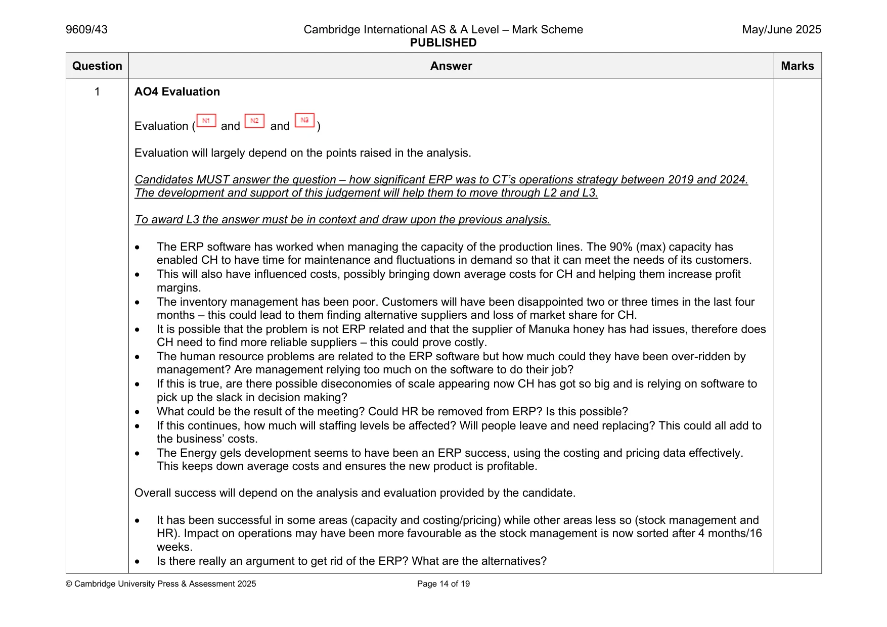 Mark scheme, page 14 of 19