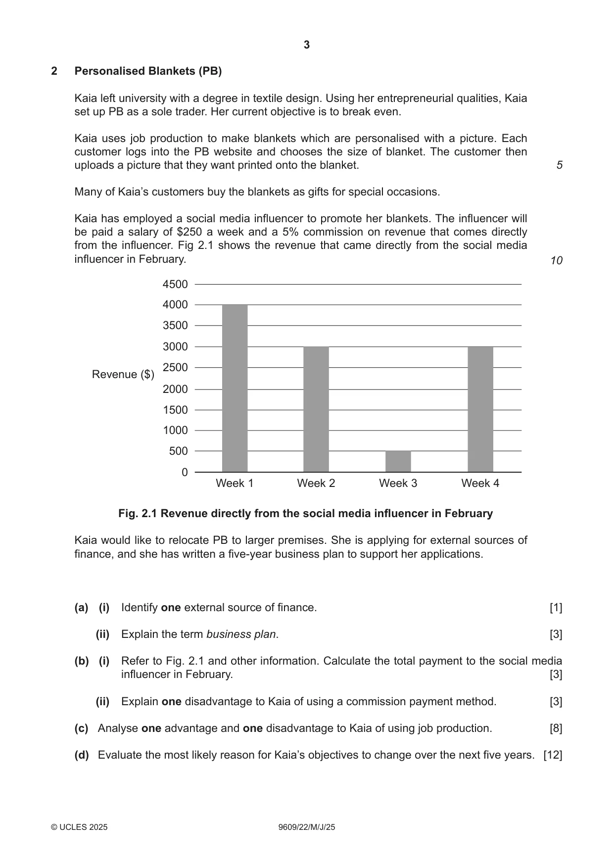 Cambridge A Level Business (for first examination in 2016) 9609 2025 May/June Paper 2 · Variant 2 question paper, page 3 of 4