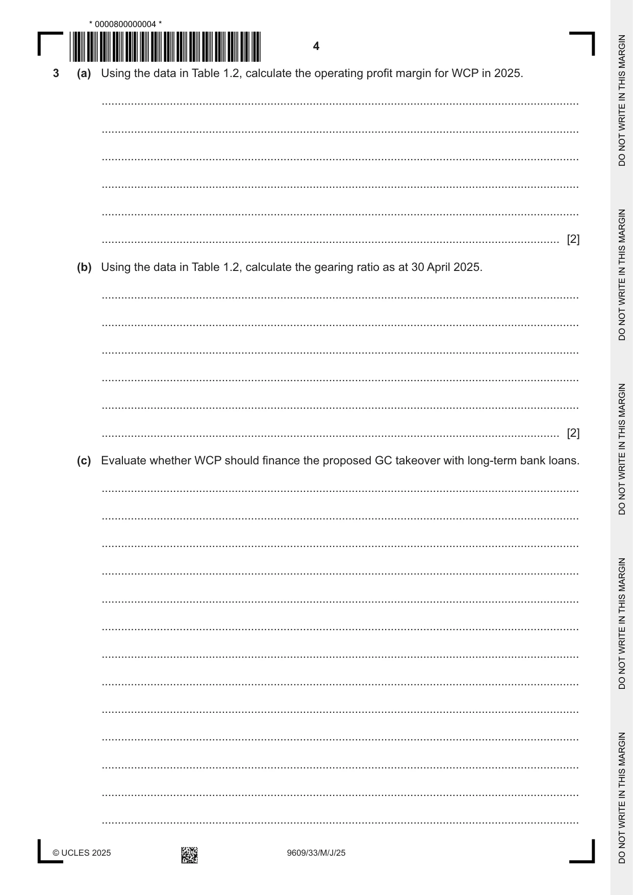Cambridge A Level Business (for first examination in 2016) 9609 2025 May/June Paper 3 · Variant 3 question paper, page 4 of 12