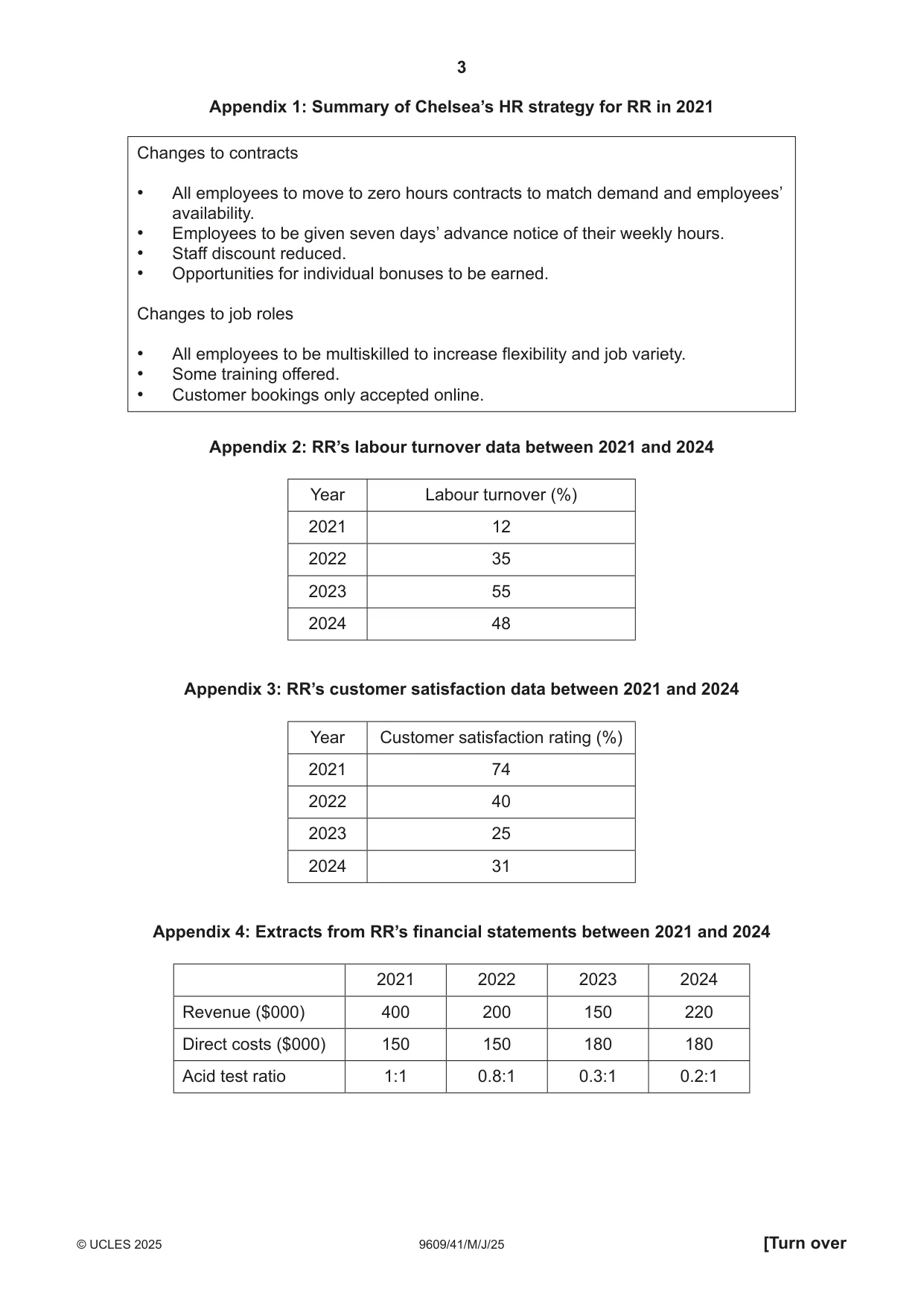 Cambridge A Level Business (for first examination in 2016) 9609 2025 May/June Paper 4 · Variant 1 question paper, page 3 of 4