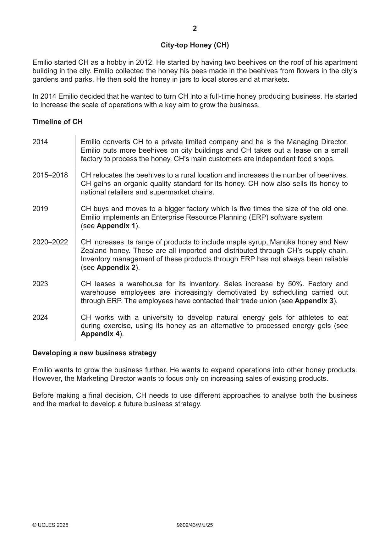Cambridge A Level Business (for first examination in 2016) 9609 2025 May/June Paper 4 · Variant 3 question paper, page 2 of 4