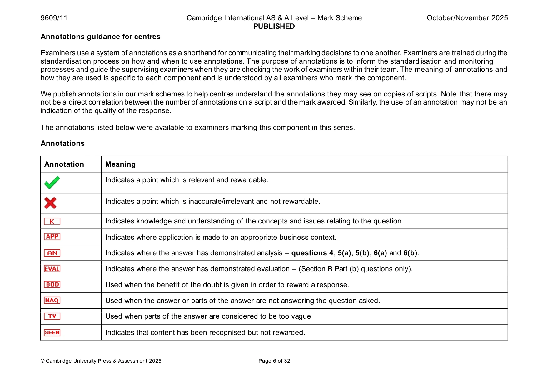Mark scheme, page 6 of 32