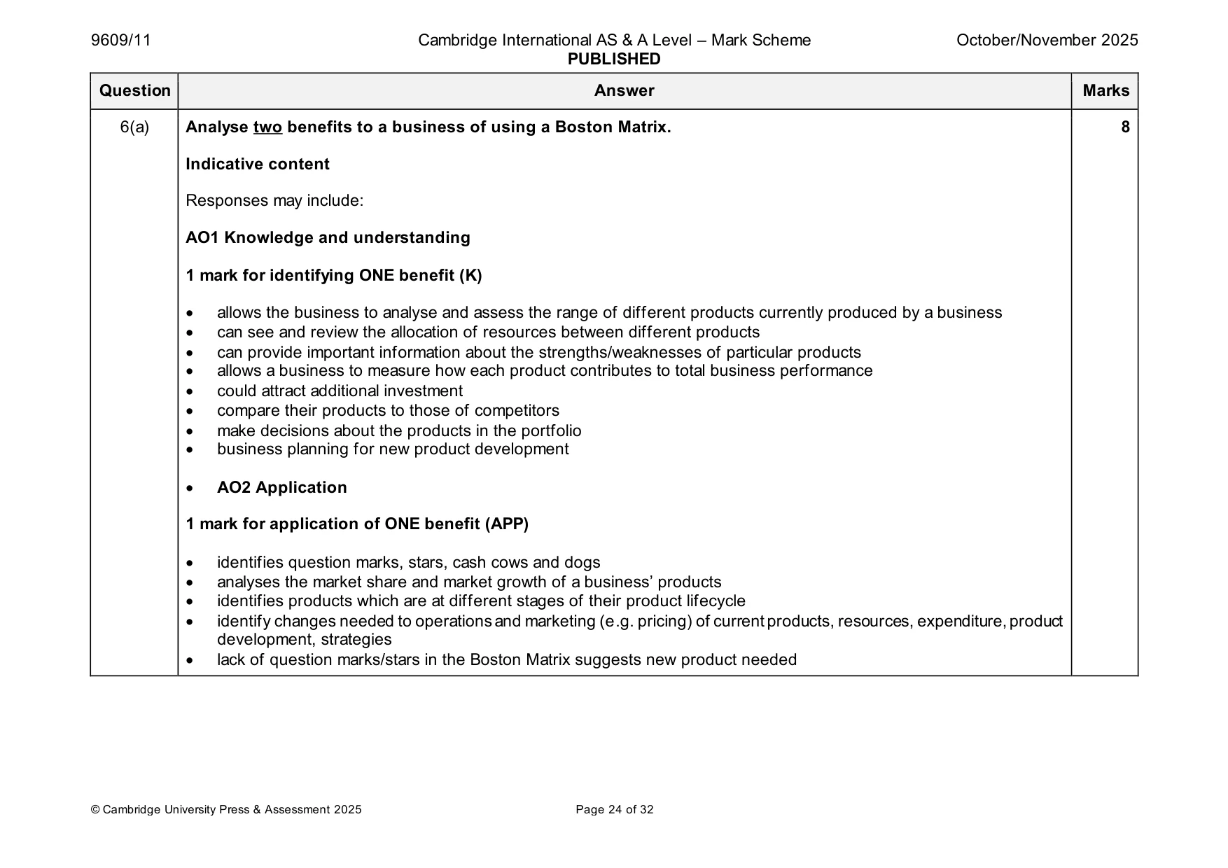 Mark scheme, page 24 of 32