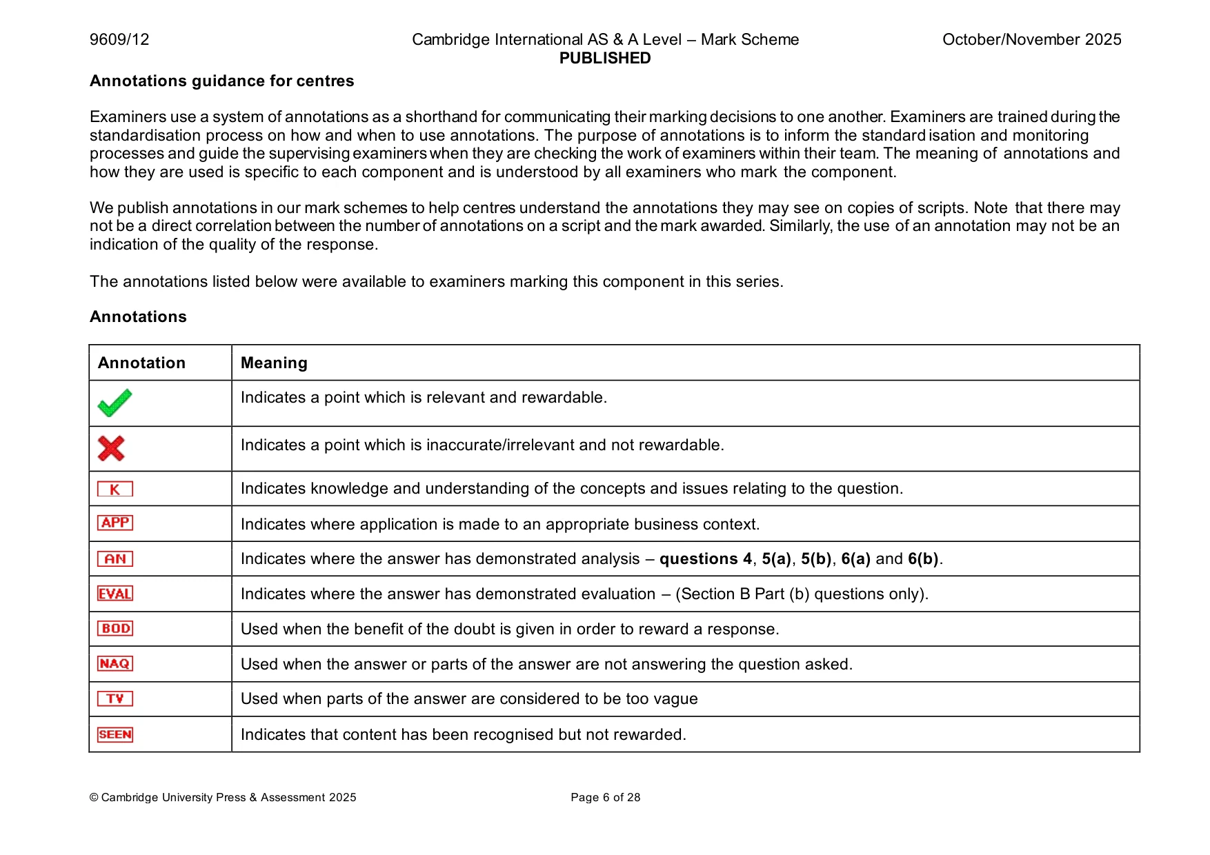 Mark scheme, page 6 of 28