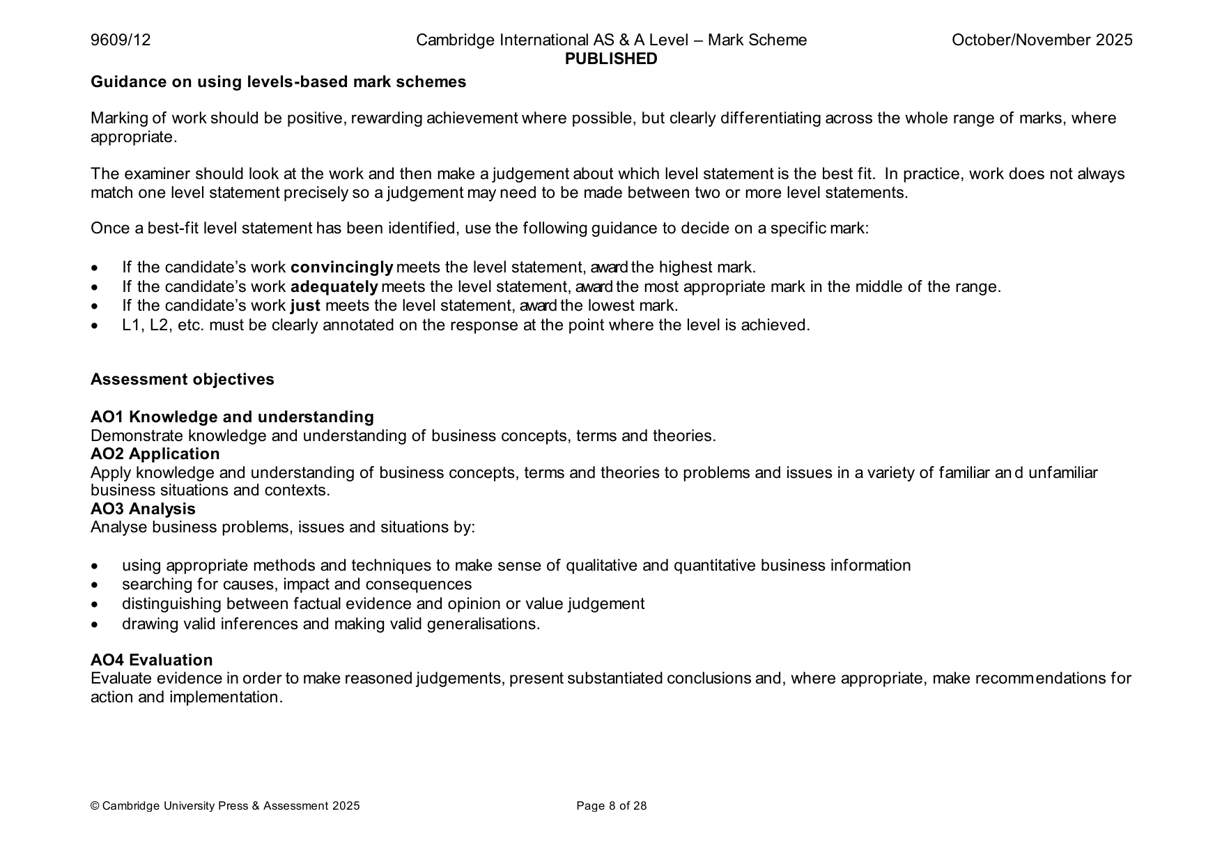 Mark scheme, page 8 of 28
