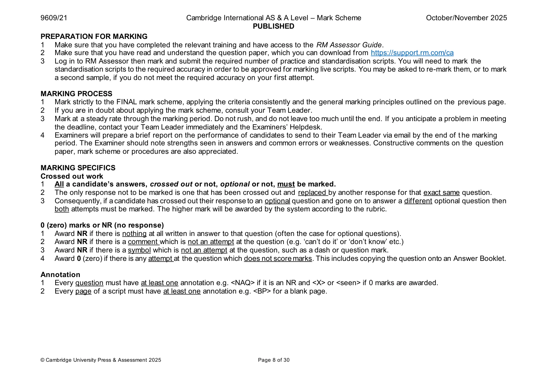 Mark scheme, page 8 of 30