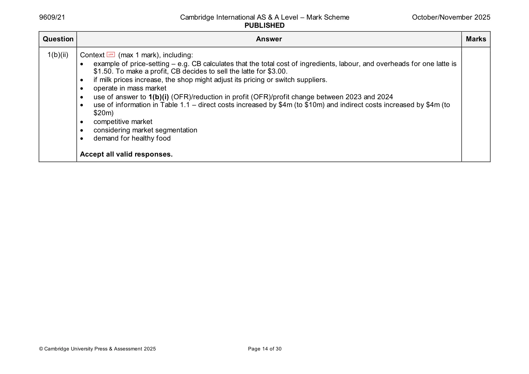 Mark scheme, page 14 of 30