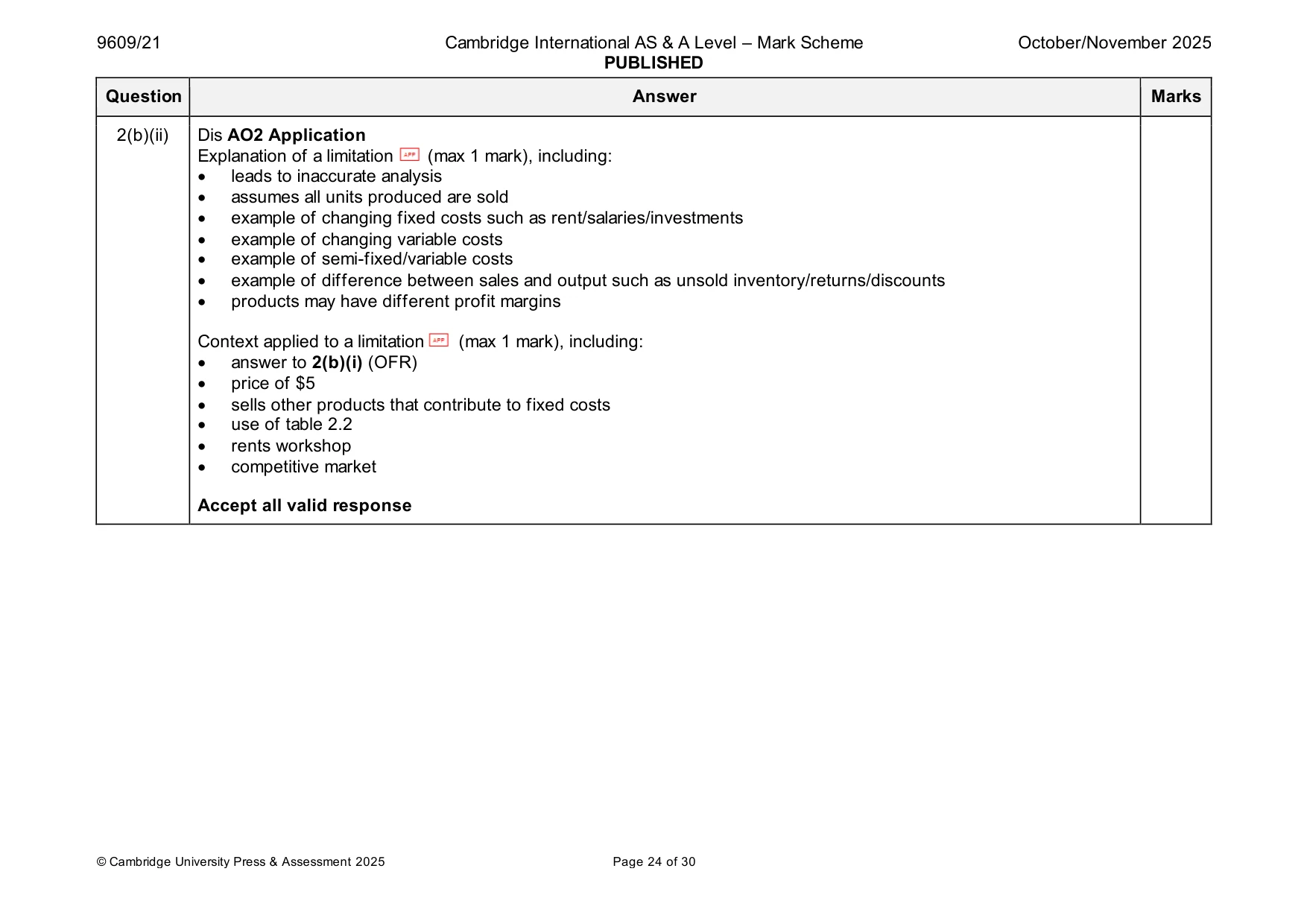Mark scheme, page 24 of 30