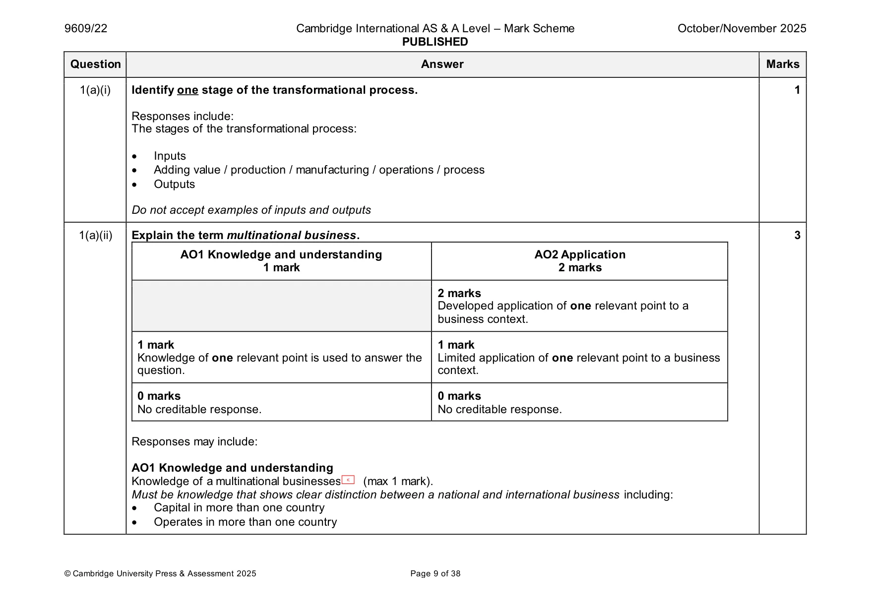 Mark scheme, page 9 of 38