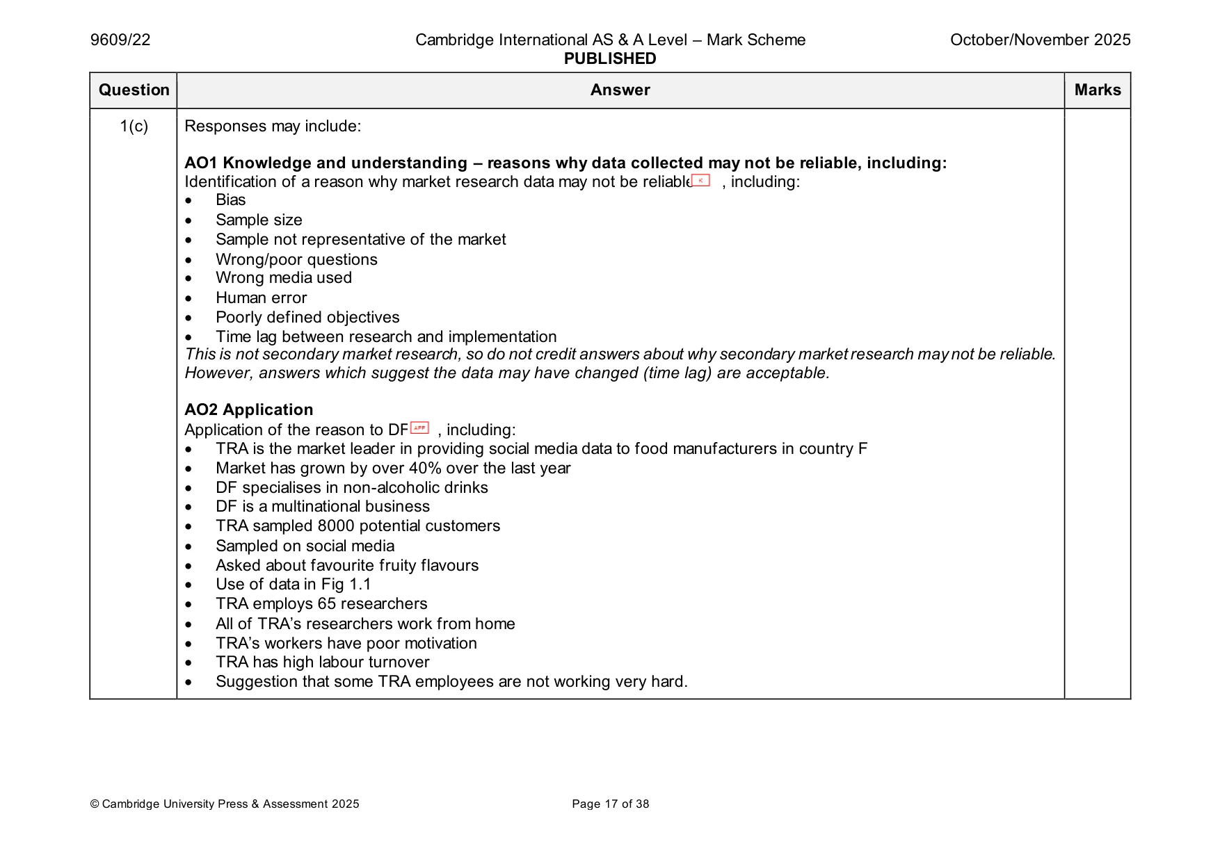 Mark scheme, page 17 of 38